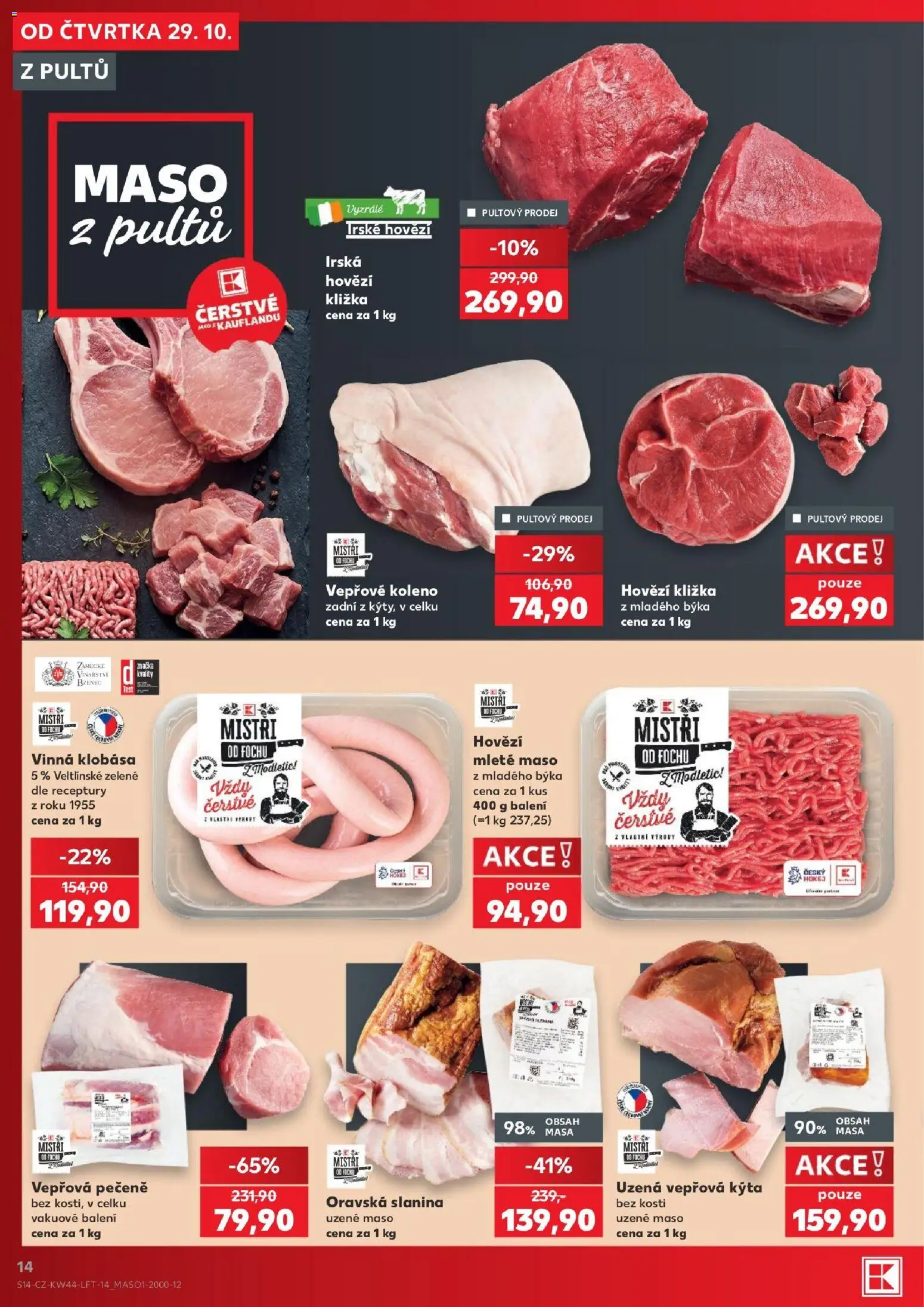 Kaufland leták - Ostrava od 29.10.2026 | Strana: 14 | Produkty: Uzené maso, Test, Irské hovězí, Vepřová Kýta