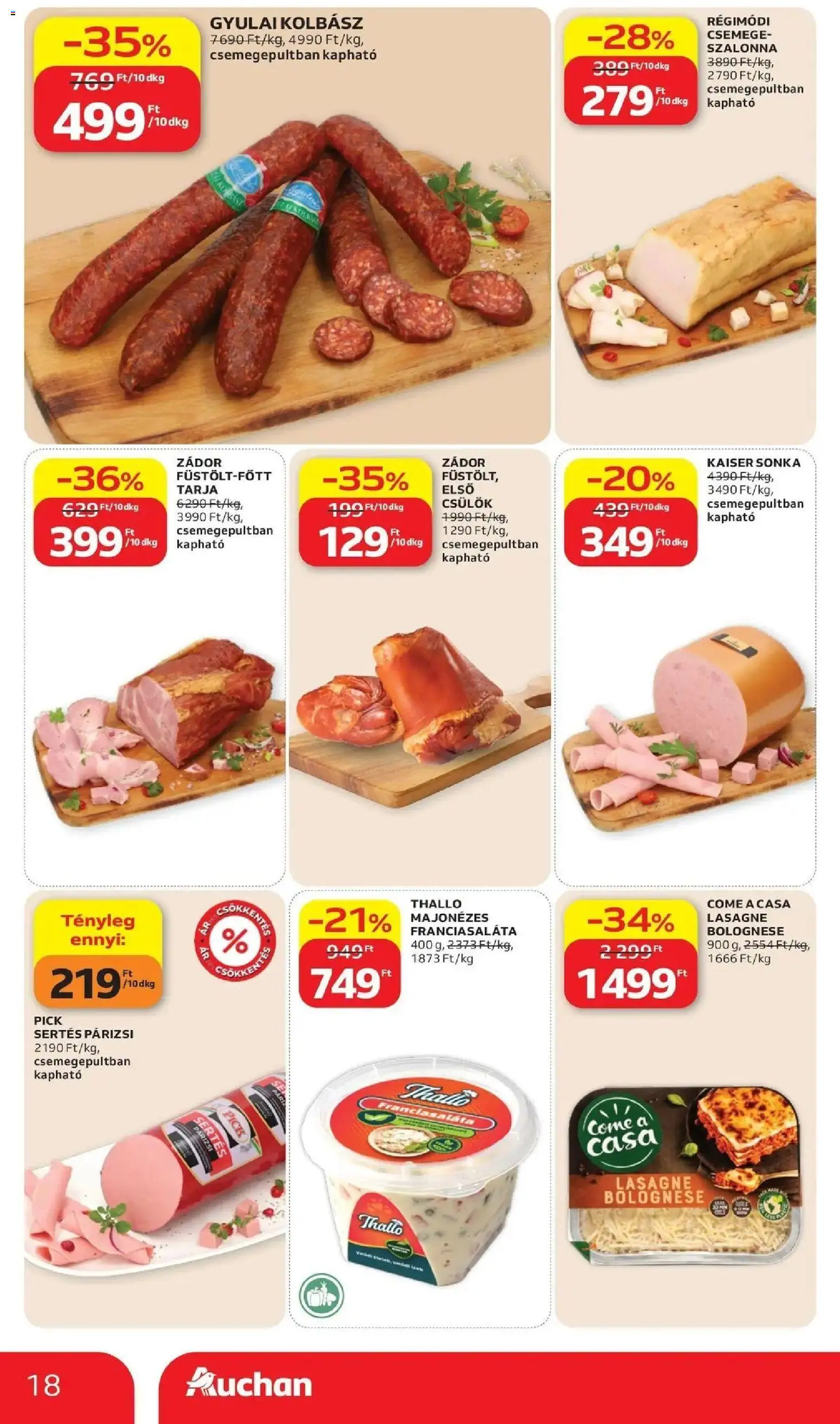 Auchan akciós ujság - amely érvényes a következő dátumtól: 2026.07.02. | Oldal: 18 | Termékek: Pick, Tarja, Gyulai kolbász, Párizsi