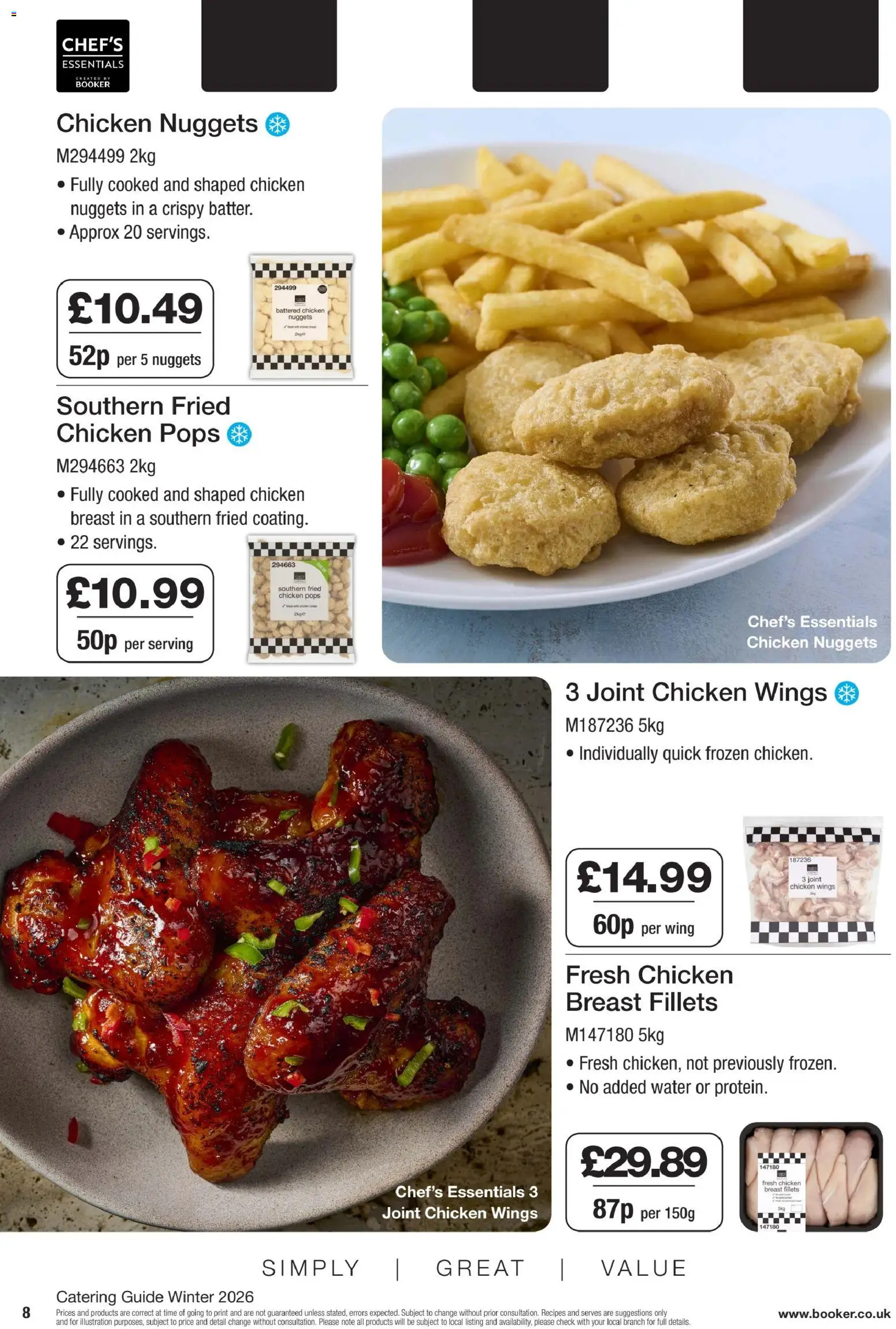 {H1} | Page: 8 | Products: Chicken breast, Water, Chicken breast fillets, Chicken wings