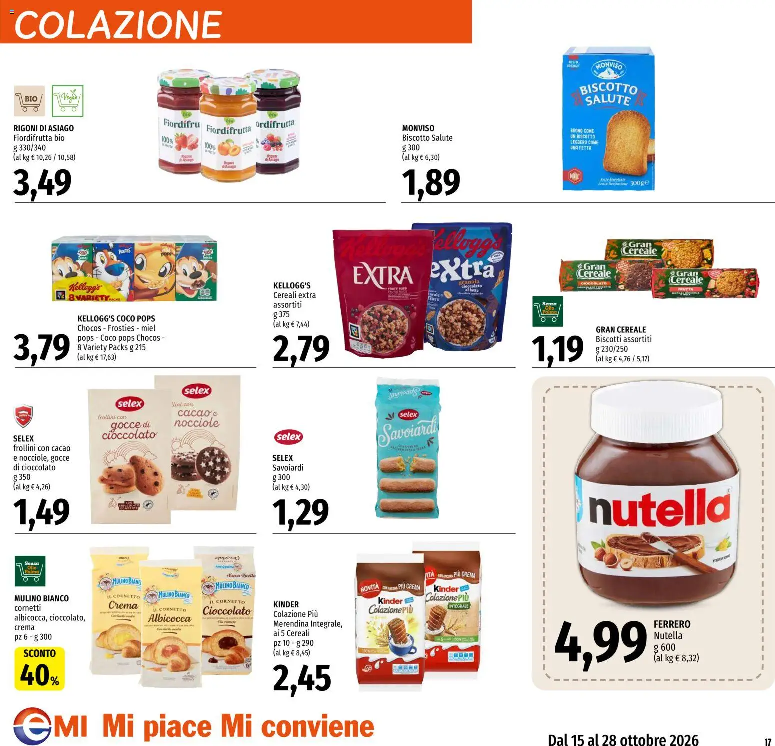 Volantino EMI del 15/10/2026 | Pagina: 17 | Prodotti: Cereali, Frutta, Savoiardi, Frollini