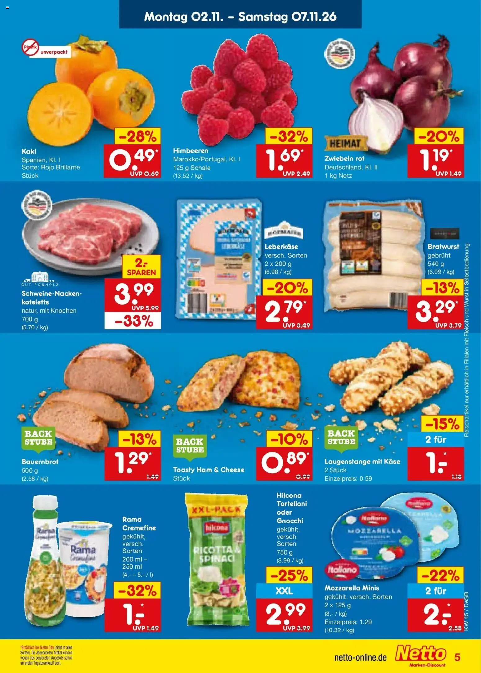 Netto Marken-Discount Prospekt Waiblingen-Bittenfeld (ab 02.11.2026) » Angebote | Seite: 7 | Produkte: Himbeeren, Käse, Rama cremefine, Bratwurst