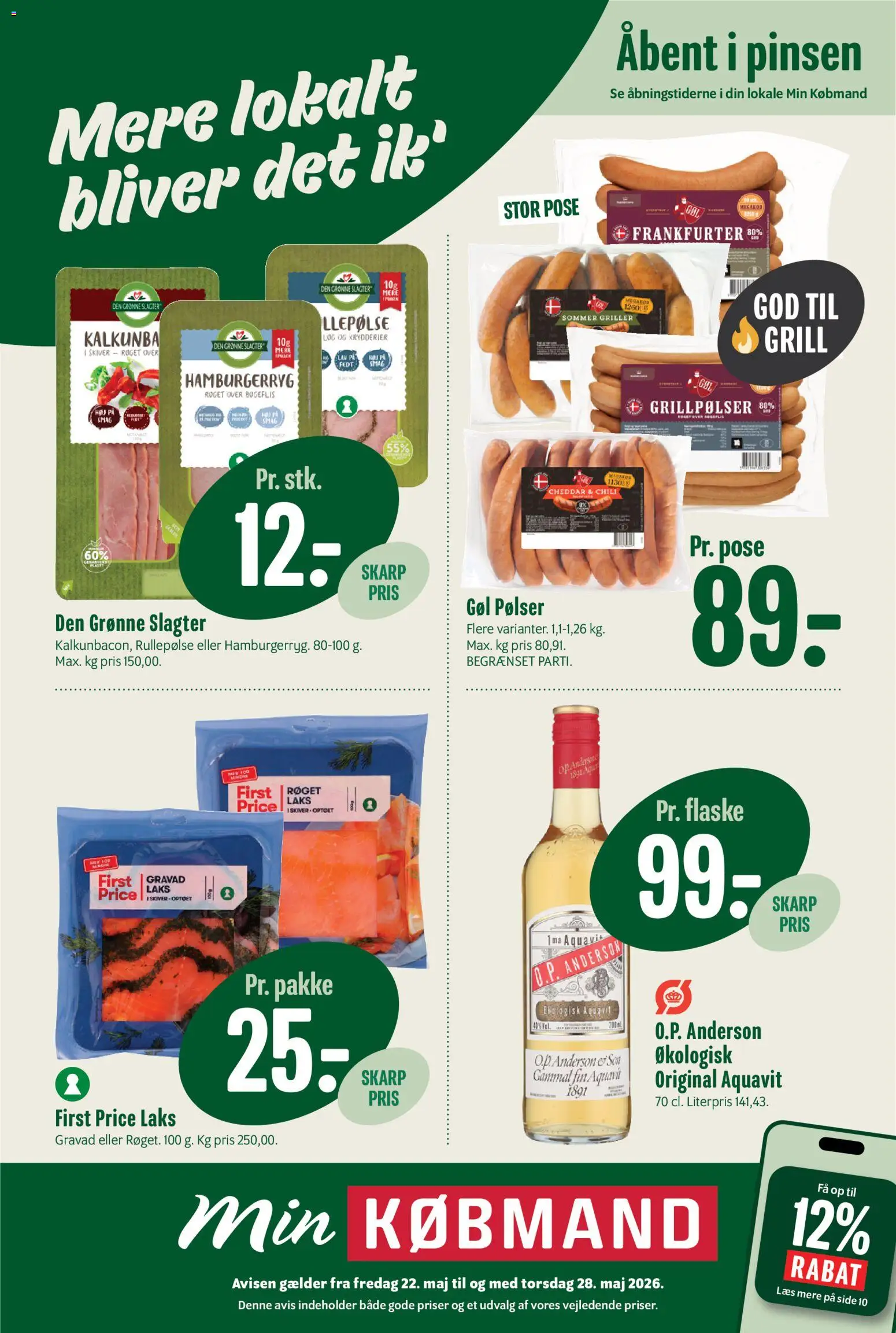 Min Købmand tilbudsavis – gyldig fra 22.05.2026 | Side: 1 | Produkter: Rullepølse, Aparelho de barbear, Hamburgerryg, Grill