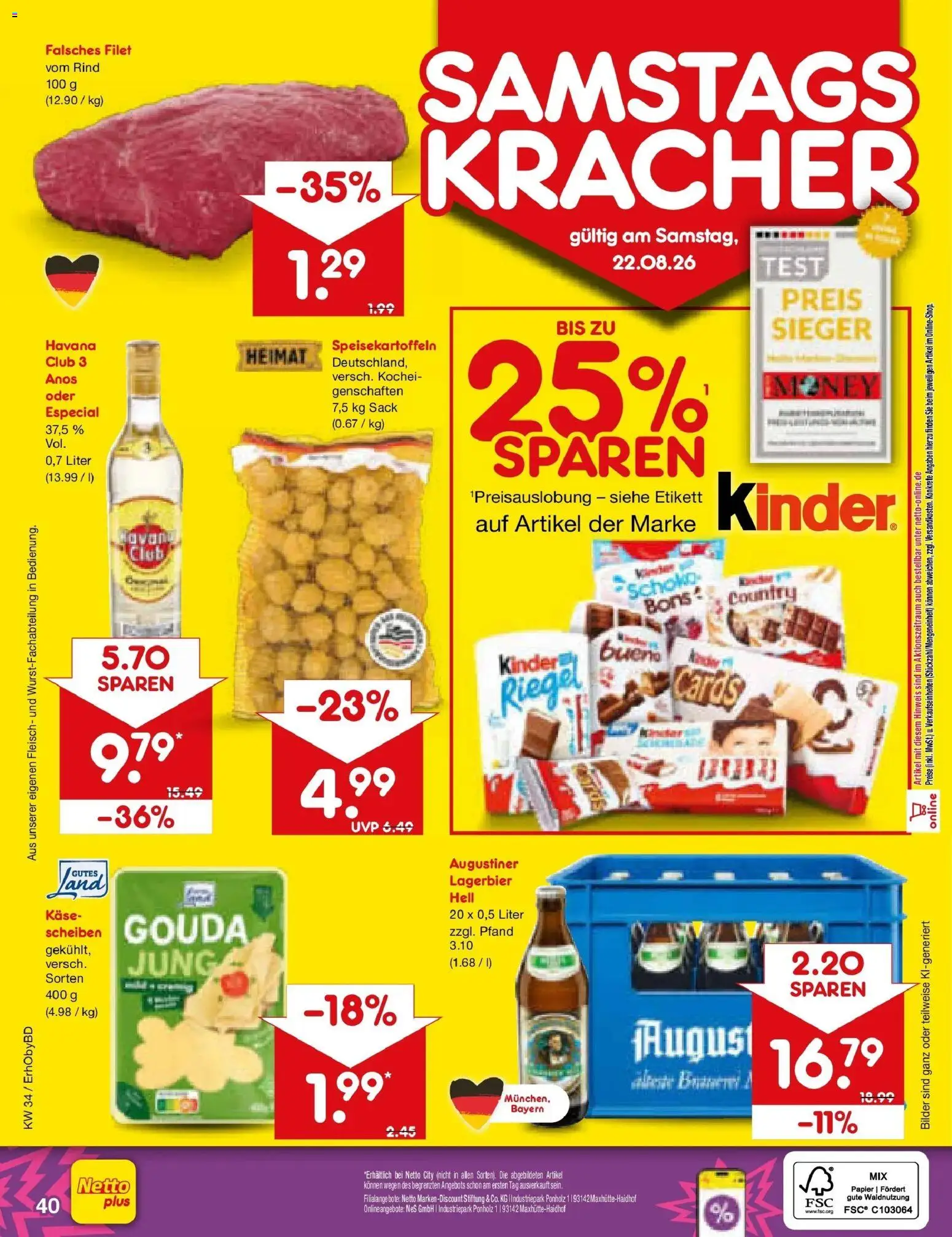 Netto Marken-Discount Prospekt Velden – gültig ab 17.08.2026 | Seite: 62 | Produkte: Käse, Gouda, Kinder bueno, Bilder