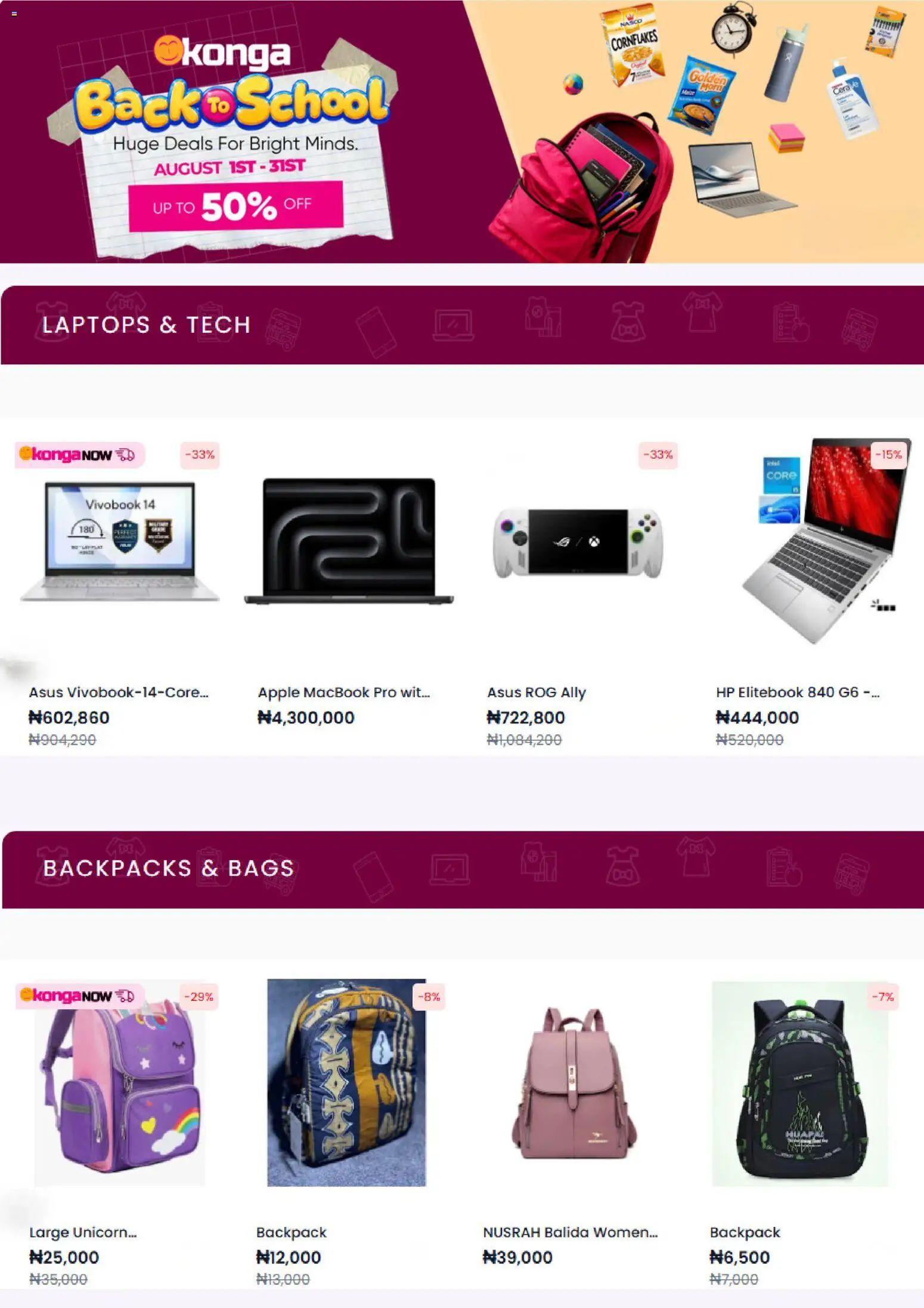 Konga Catalogue valid from 31/08/2026 | Page: 4 | Products: Cornflakes, Backpack