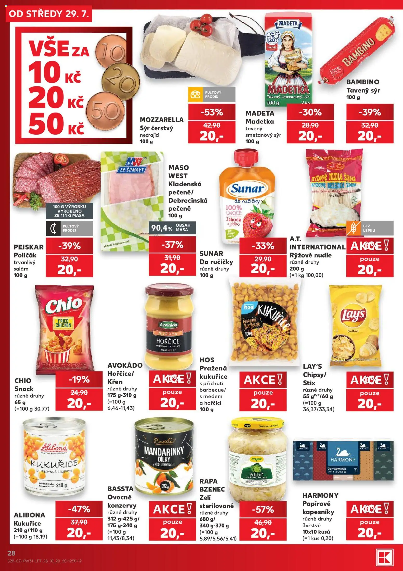 Kaufland leták - Plzeň Bory od 29.07.2026 | Strana: 28 | Produkty: Salám, Mandarinky, Rýžové nudle, Nudle