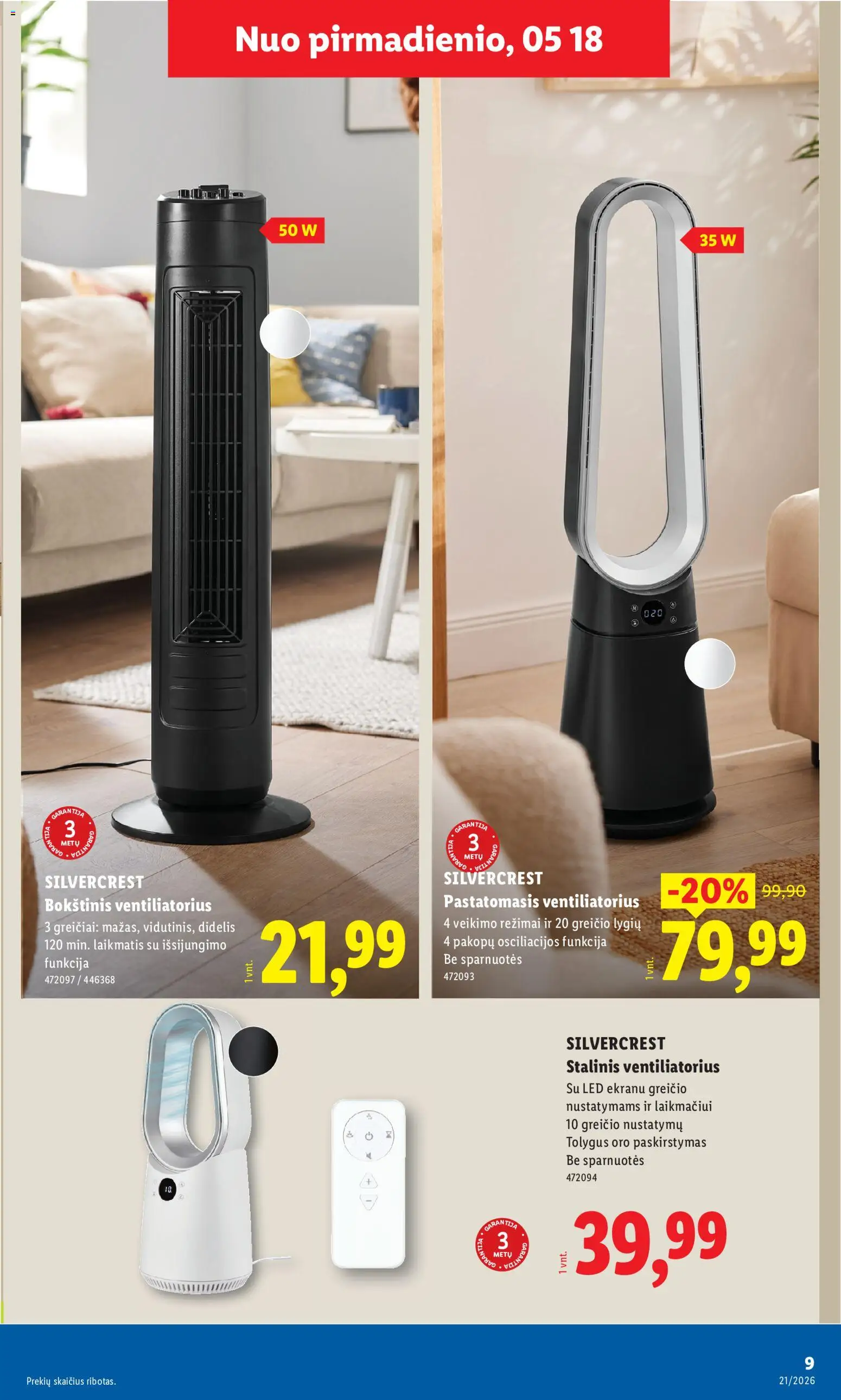 LIDL akcijos nuo 18.05.2026 | Puslapis: 9 | Prekių: Ventiliatorius
