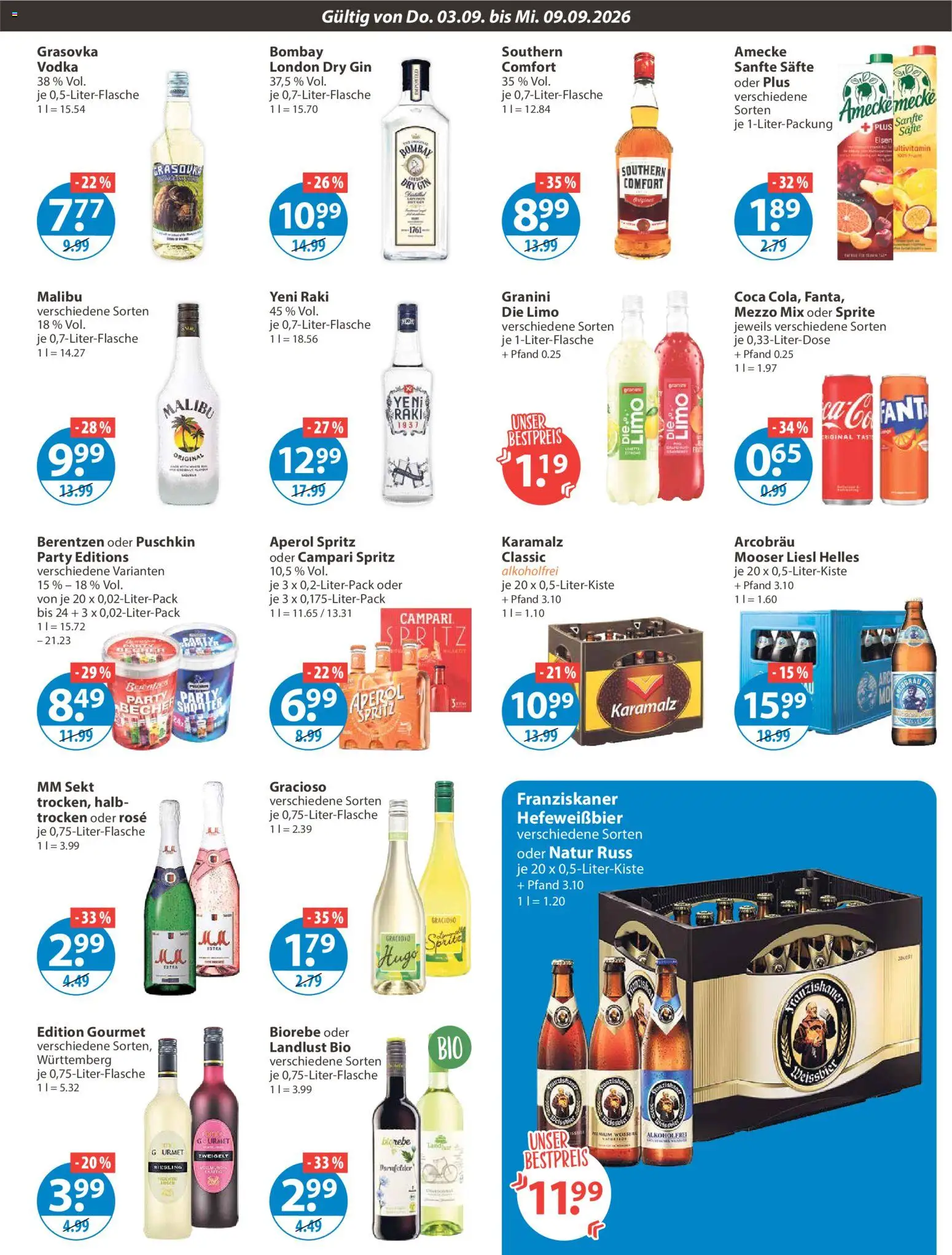 V-Markt Angebote – gültig ab 03.09.2026 | Seite: 9 | Produkte: Mezzo mix, Campari, Aperol, Vodka