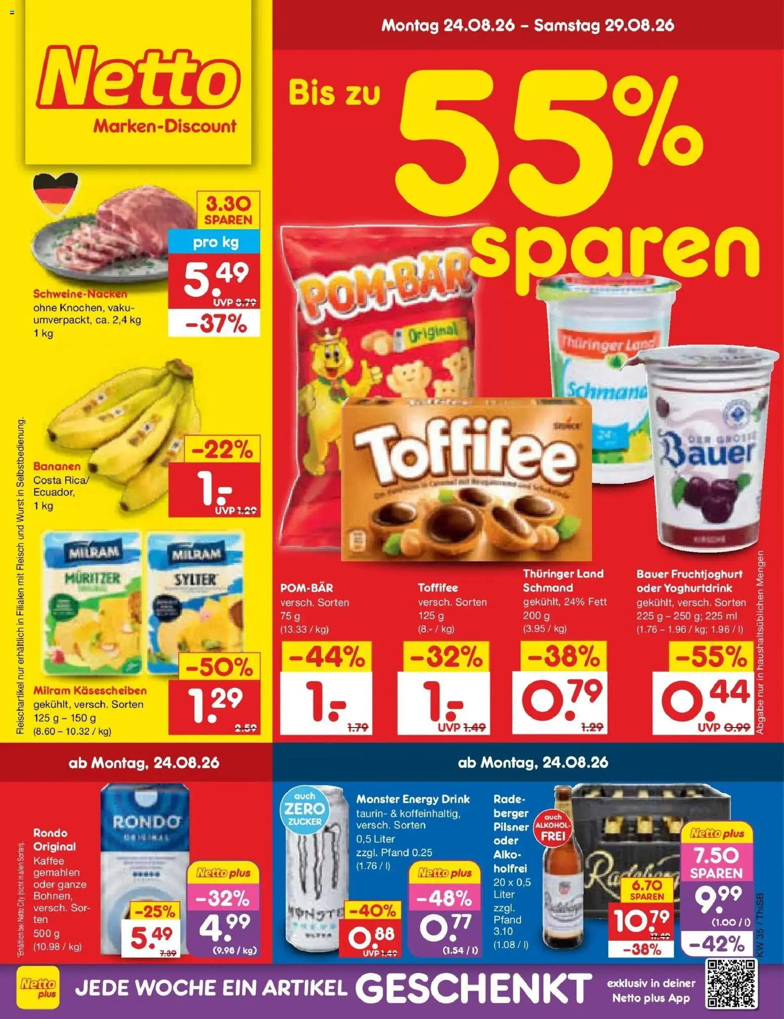 Netto Marken-Discount Prospekt Pirna (ab 24.08.2026) » Angebote | Seite: 1 | Produkte: Kaffee, Alkohol, Zucker, Fleisch