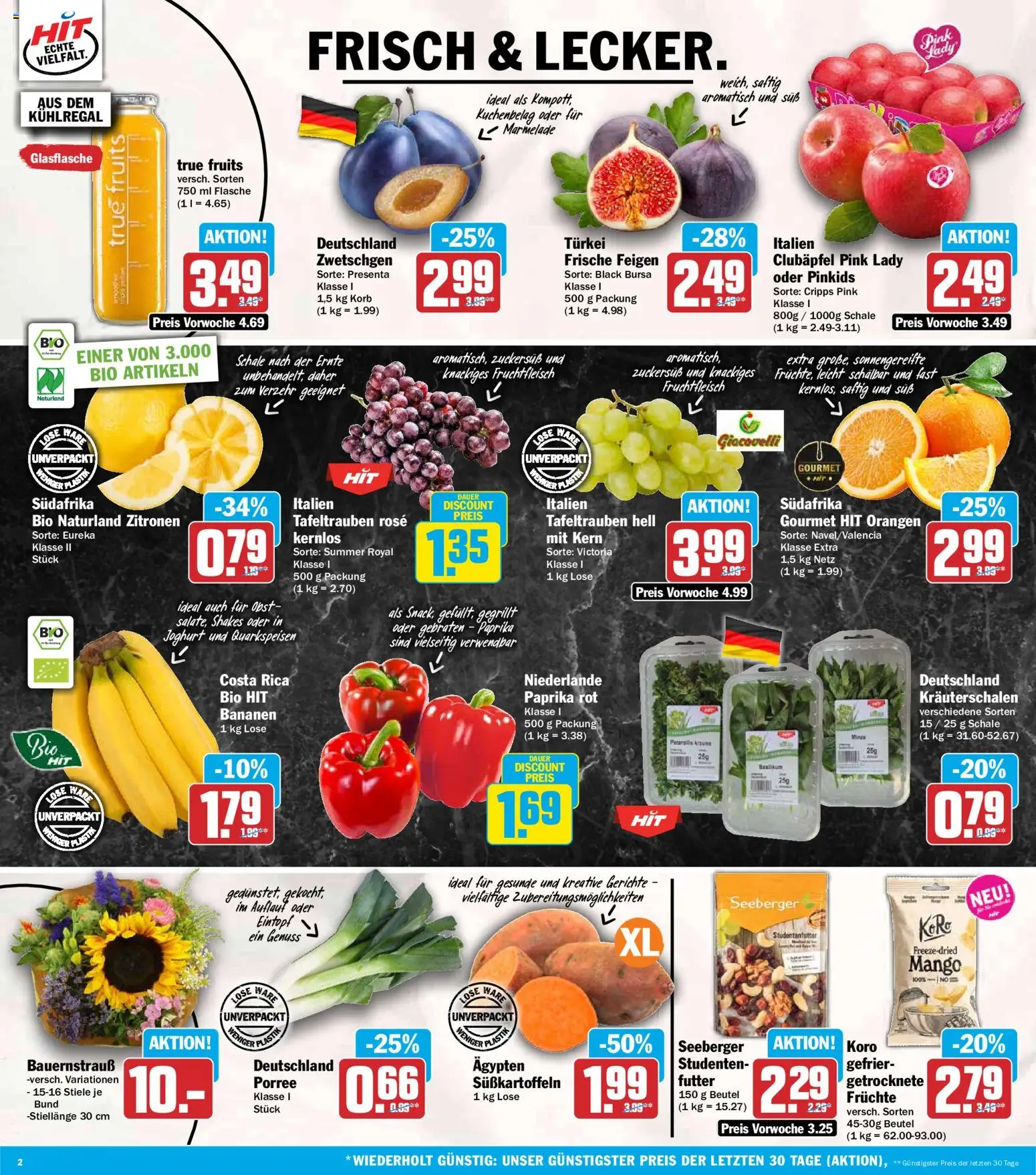 HIT Prospekt – gültig ab 07.09.2026 | Seite: 2 | Produkte: Bananen, Obst, Gerichte, Zitronen