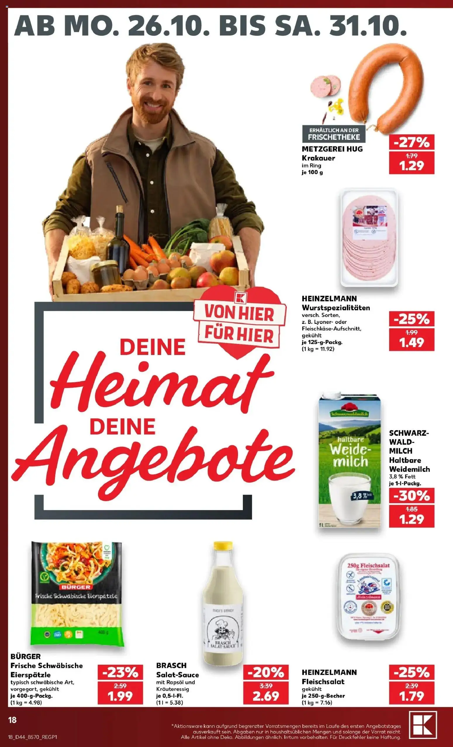 Prospekt Kaufland ab 26.10.2026 » Angebote Online zum Blättern | Seite: 22 | Produkte: Milch, Rapsöl, Burger