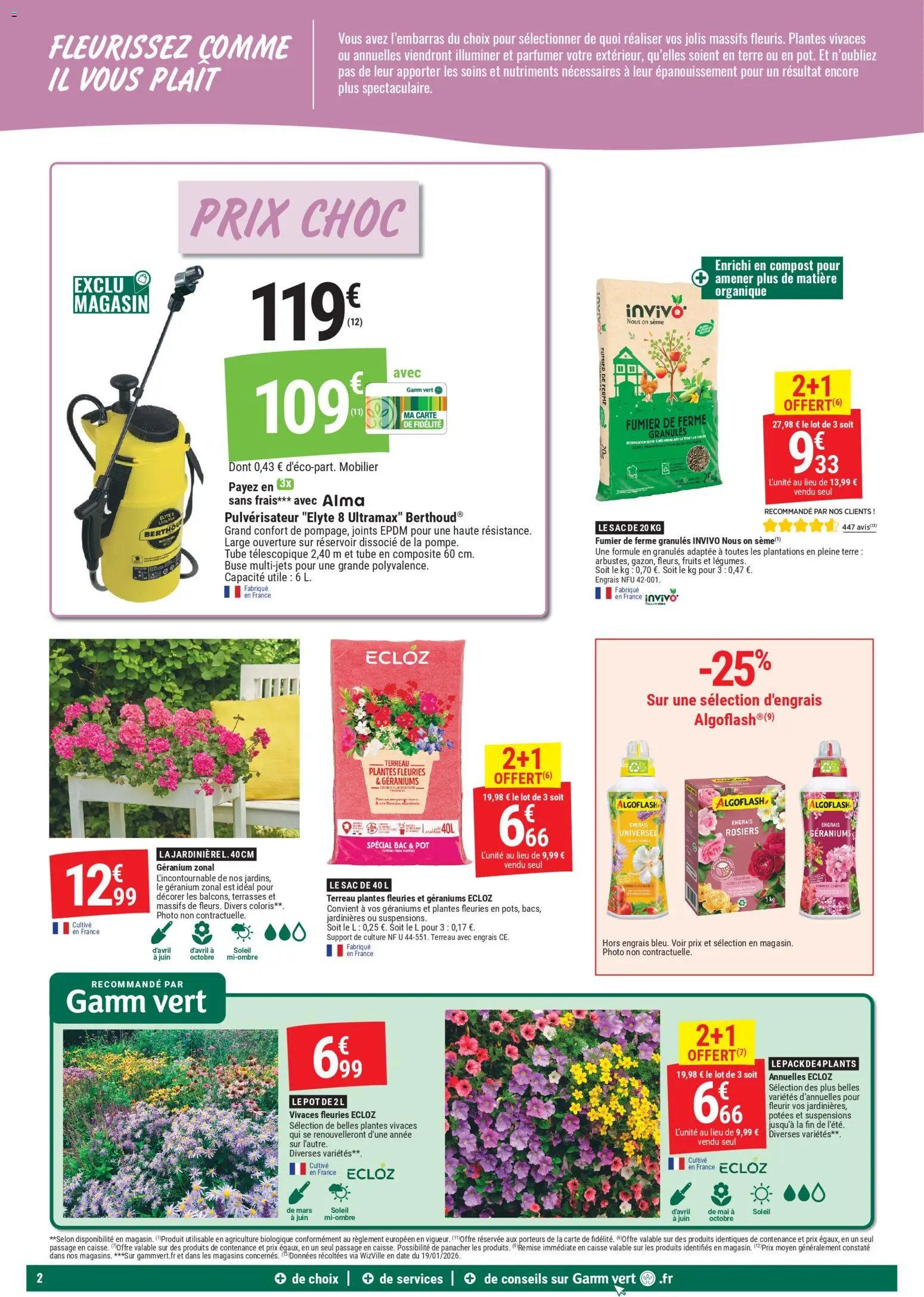 {H1} | Page: 2 | Produits: Sac, Plantes, Terreau, Géranium