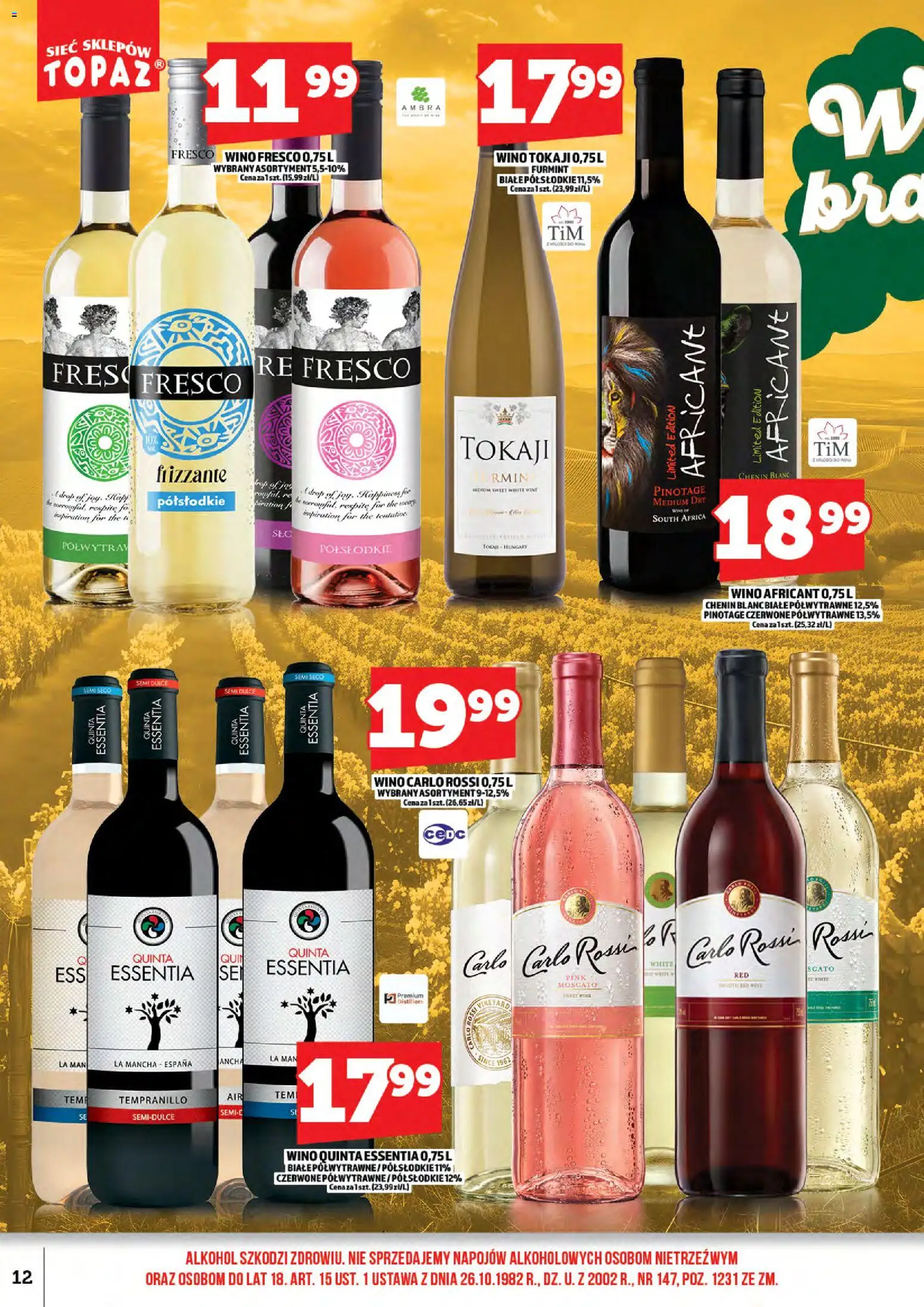 Topaz gazetka alkoholowa od 15.05.2026 | Strona: 14 | Produkty: Wino, Fresco, Alkohol, Carlo Rossi