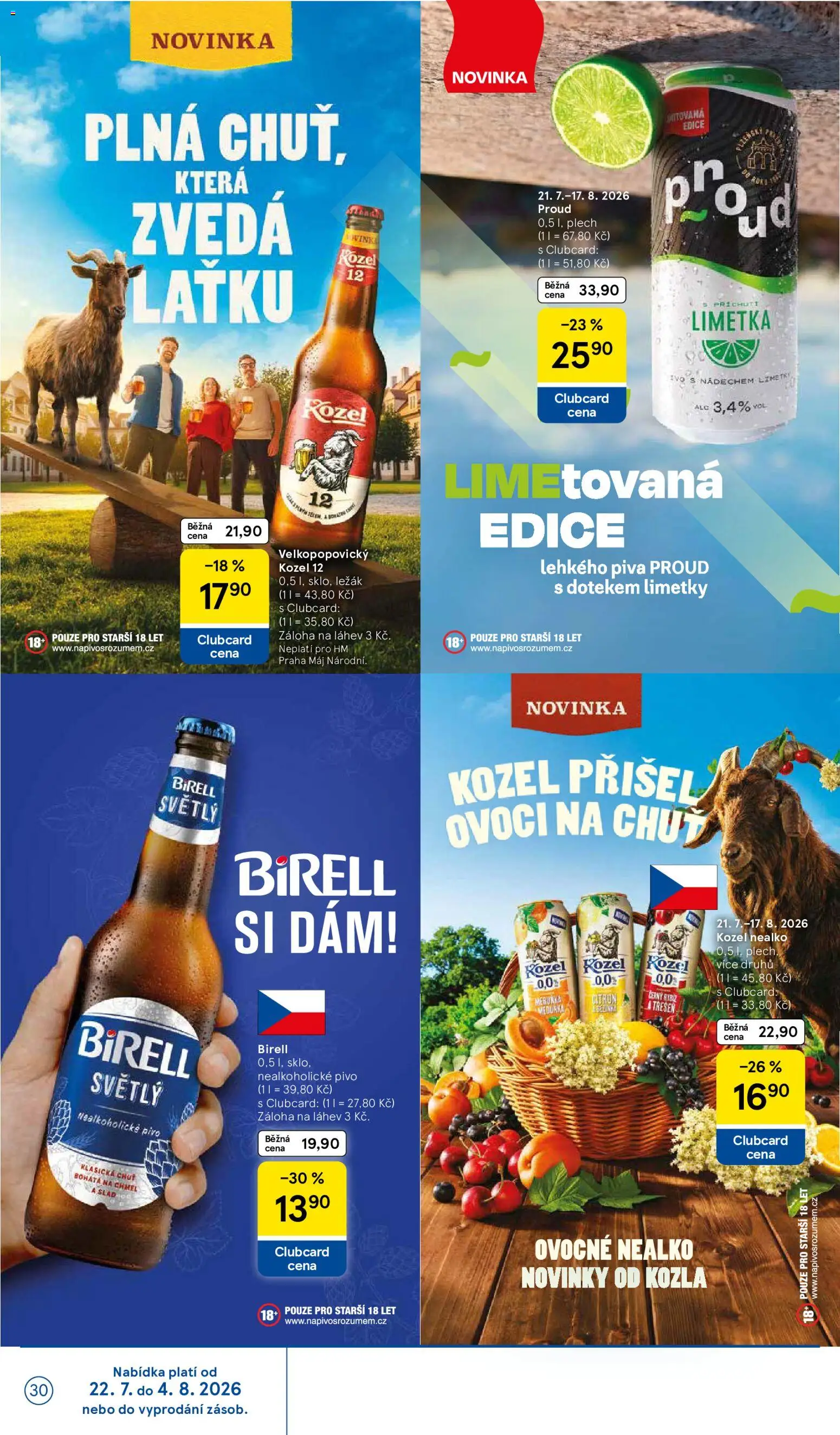 Tesco leták - Hypermarket od 22.07.2026 | Strana: 30 | Produkty: Birell, Pivo, Plech, Limetka