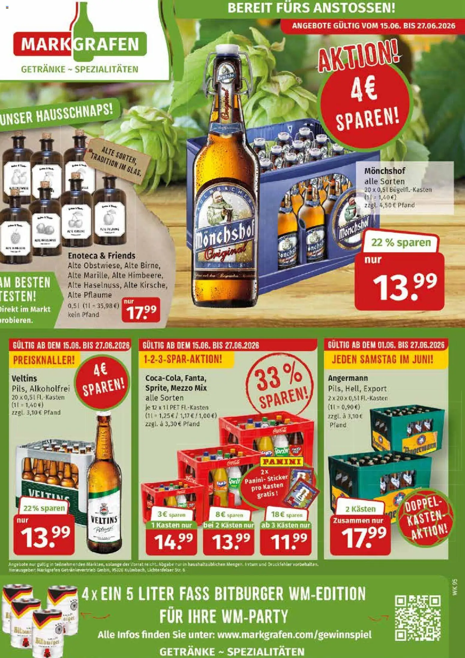 Markgrafen Prospekt – gültig ab 15.06.2026 | Seite: 4 | Produkte: Bitburger, Monchshof, Mezzo mix, Veltins
