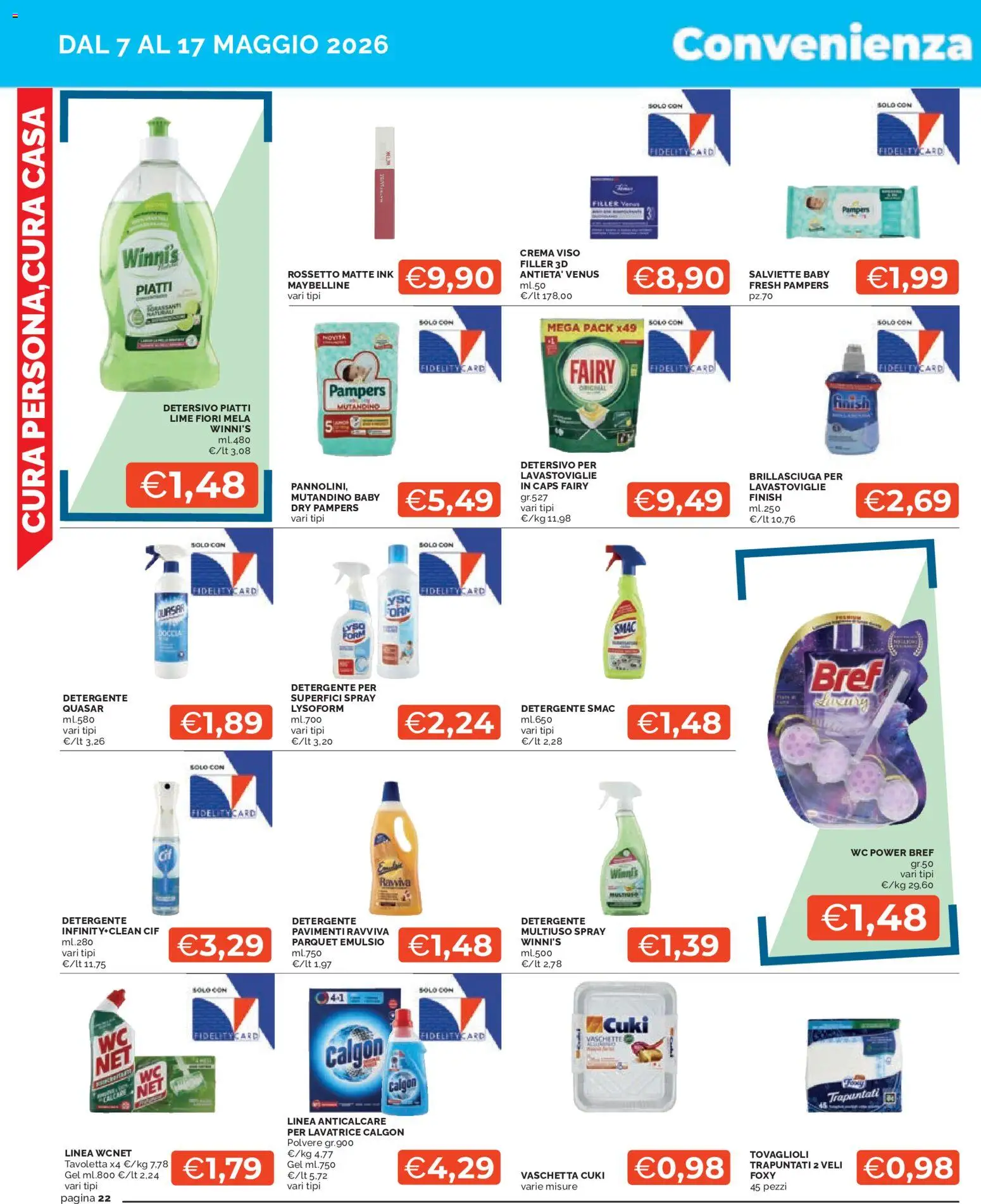 Volantino Mercatò del 07.05.2026 | Pagina: 22 | Prodotti: Rossetto, Anticalcare, Lavatrice, WC
