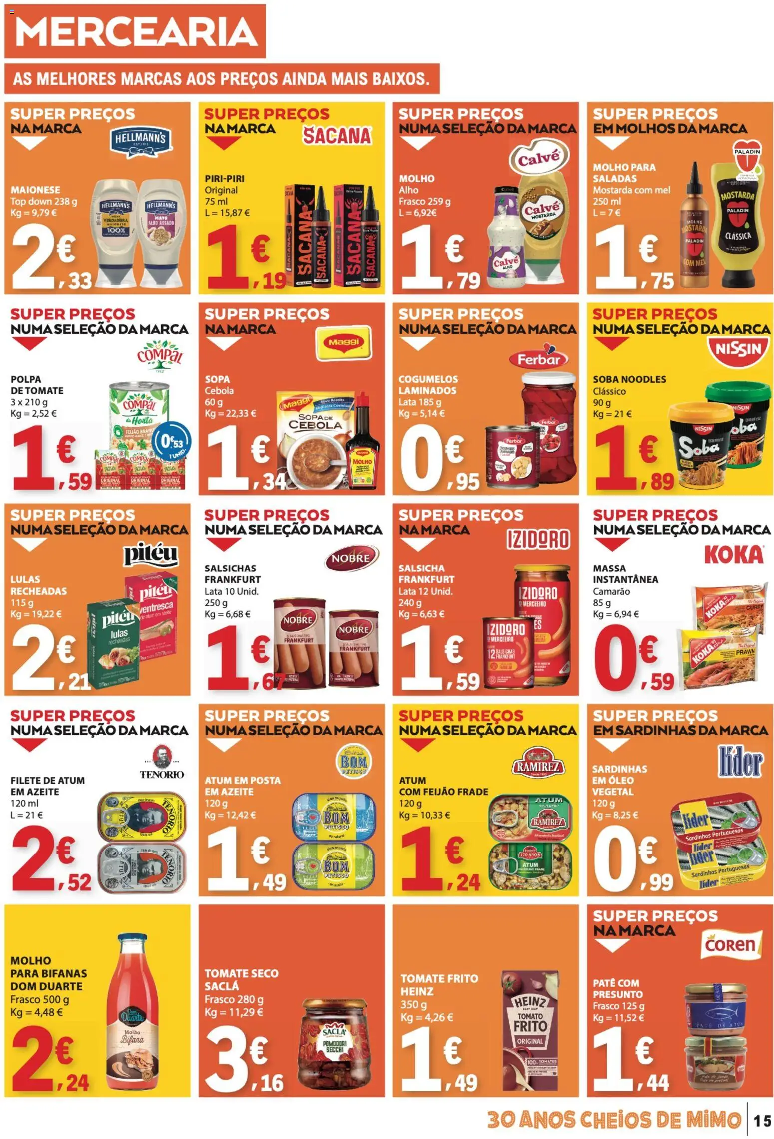 E.Leclerc folheto │ válido de 16/07/2026 | Página: 15 | Produtos: Lulas, Sopa, Mel, Tomate