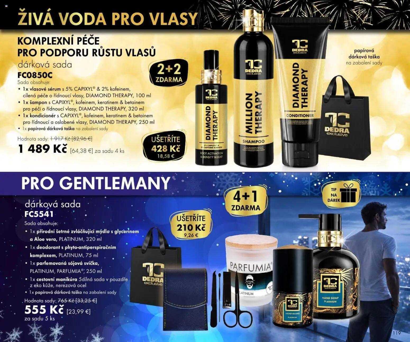 Nové Dedra akcie – leták je platný od 23.10.2026 | Strana: 19 | Produkty: Šampón, Kondicionér, Mydlo, Taška