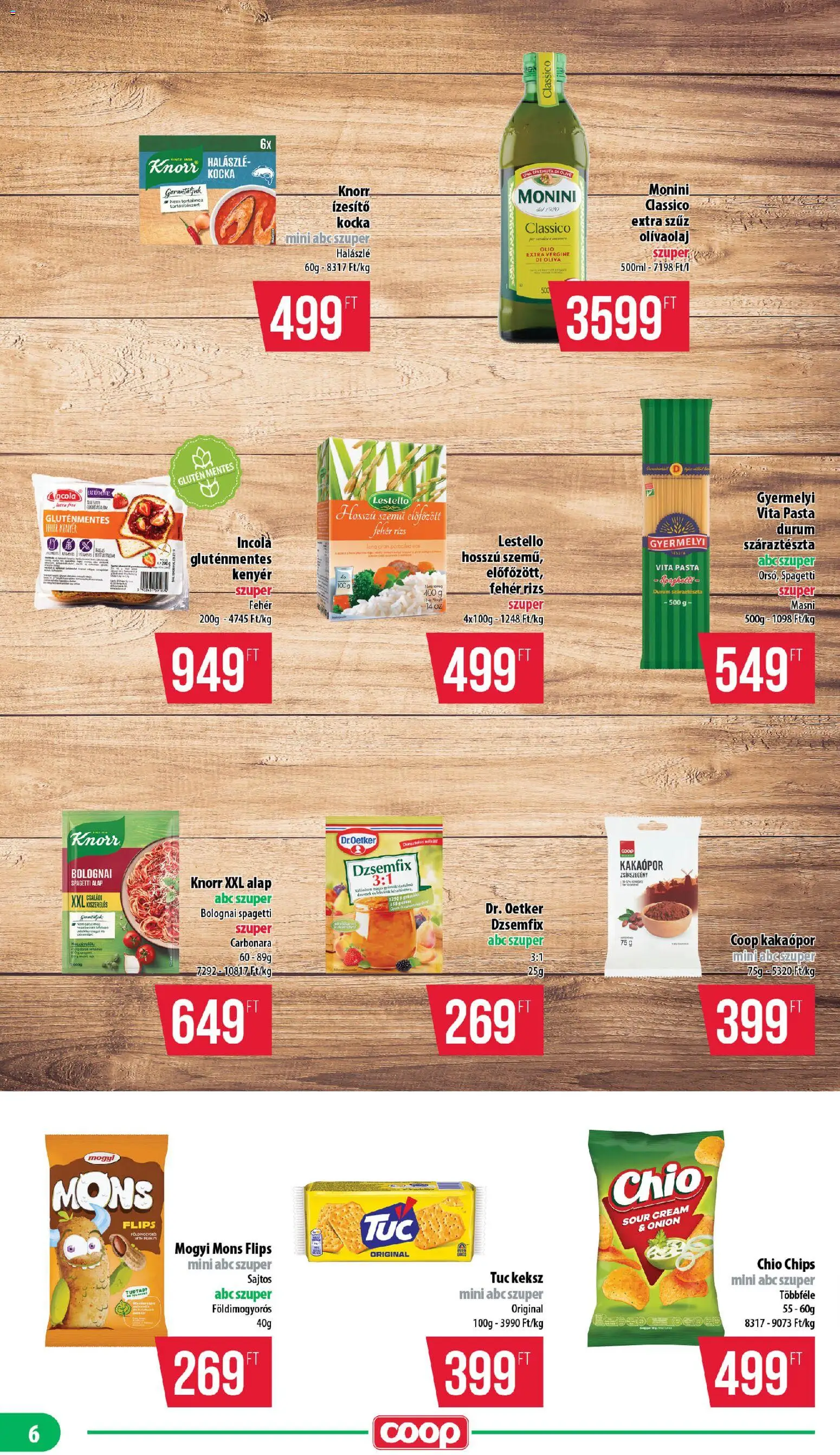 COOP akciós ujság - amely érvényes a következő dátumtól: 18.06.2026 | Oldal: 6 | Termékek: Chips, Spagetti, Száraztészta, Halászlé