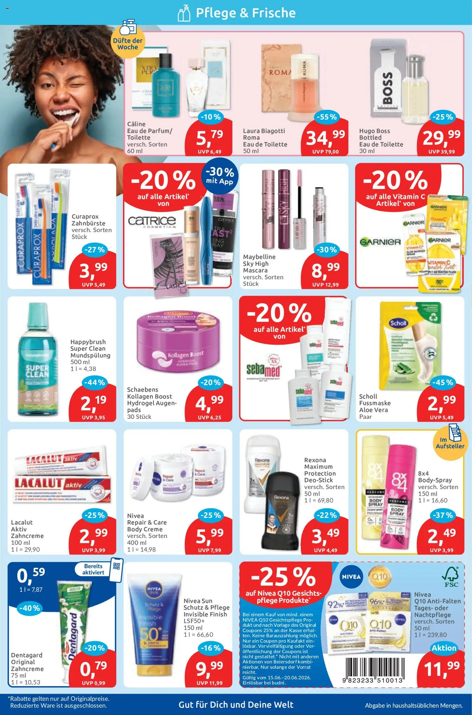 Budni Prospekt – gültig ab 15.06.2026 | Seite: 2 | Produkte: Toilette, Zahnbürste, Hugo, Fußmaske