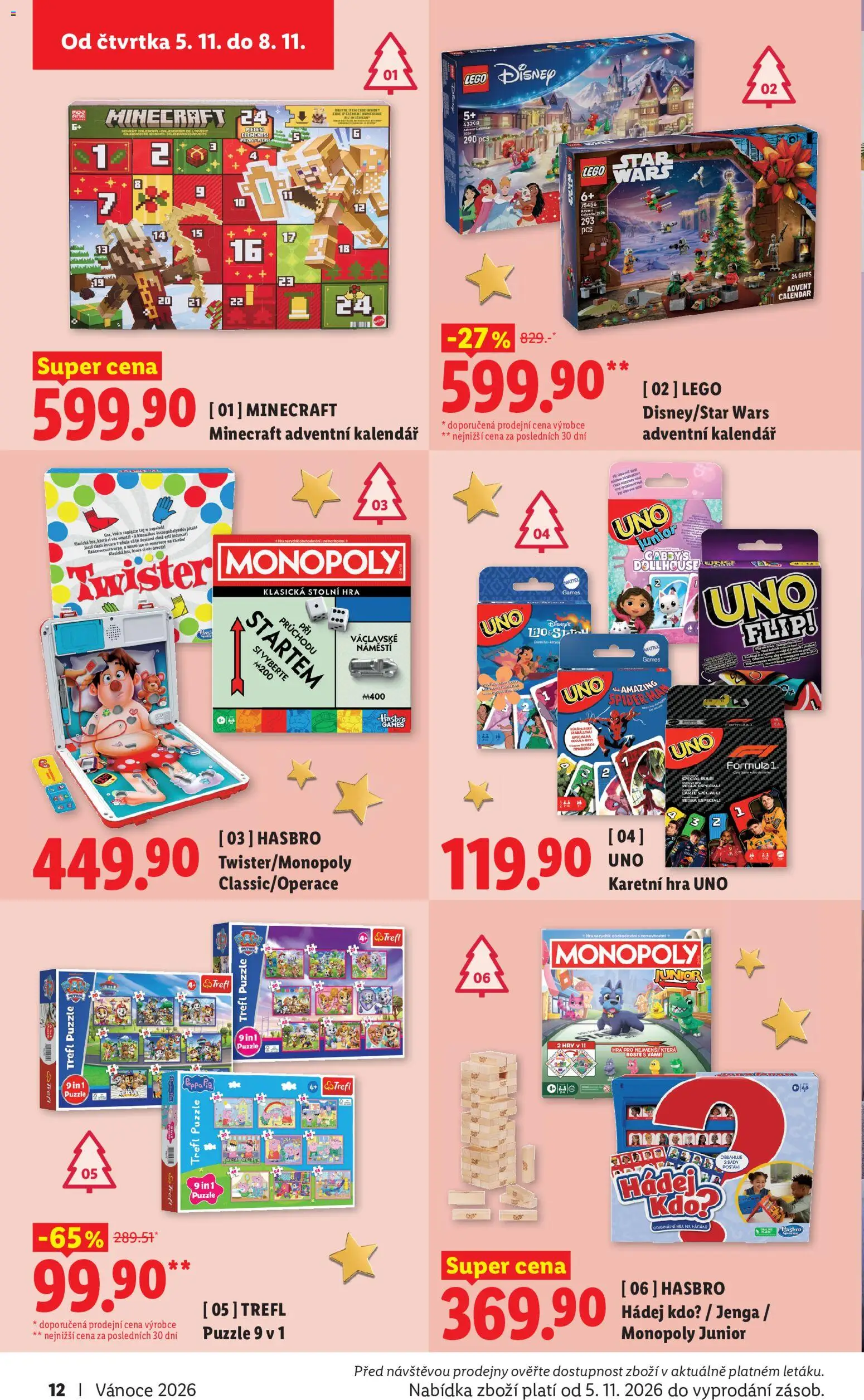Lidl leták - Vánoční inspirace 2026 od 19.10.2026 | Strana: 12 | Produkty: LEGO, Adventní kalendář, Gabby's Dollhouse, Kalendář