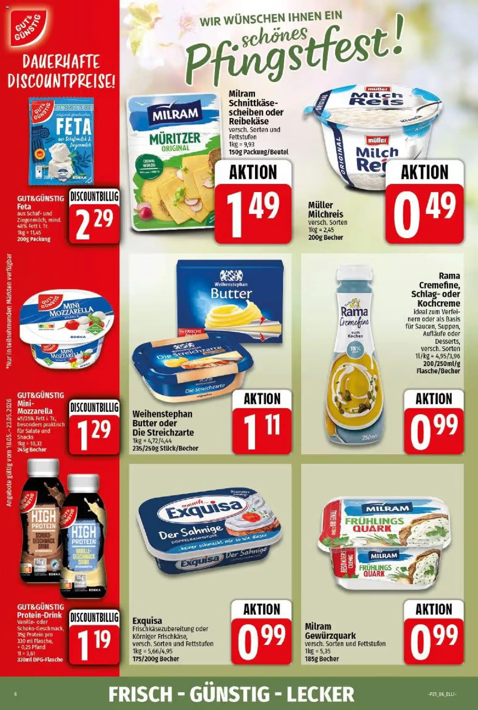 Elli Markt Prospekt Gütersloh – gültig ab 18.05.2026 | Seite: 6 | Produkte: Feta, Milch, Milram, Reibekase