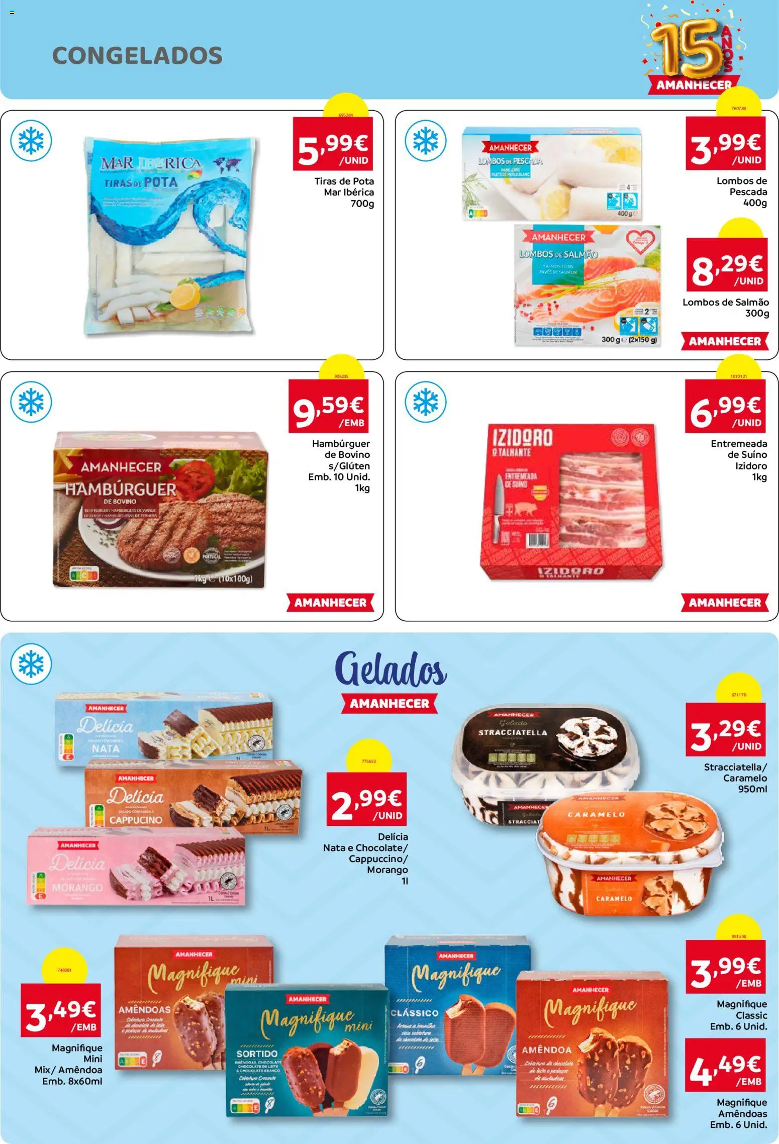 Amanhecer Folheto Madeira │ válido de 13/08/2026 | Página: 5 | Produtos: Hambúrguer, Salmão, Gelado, Nata