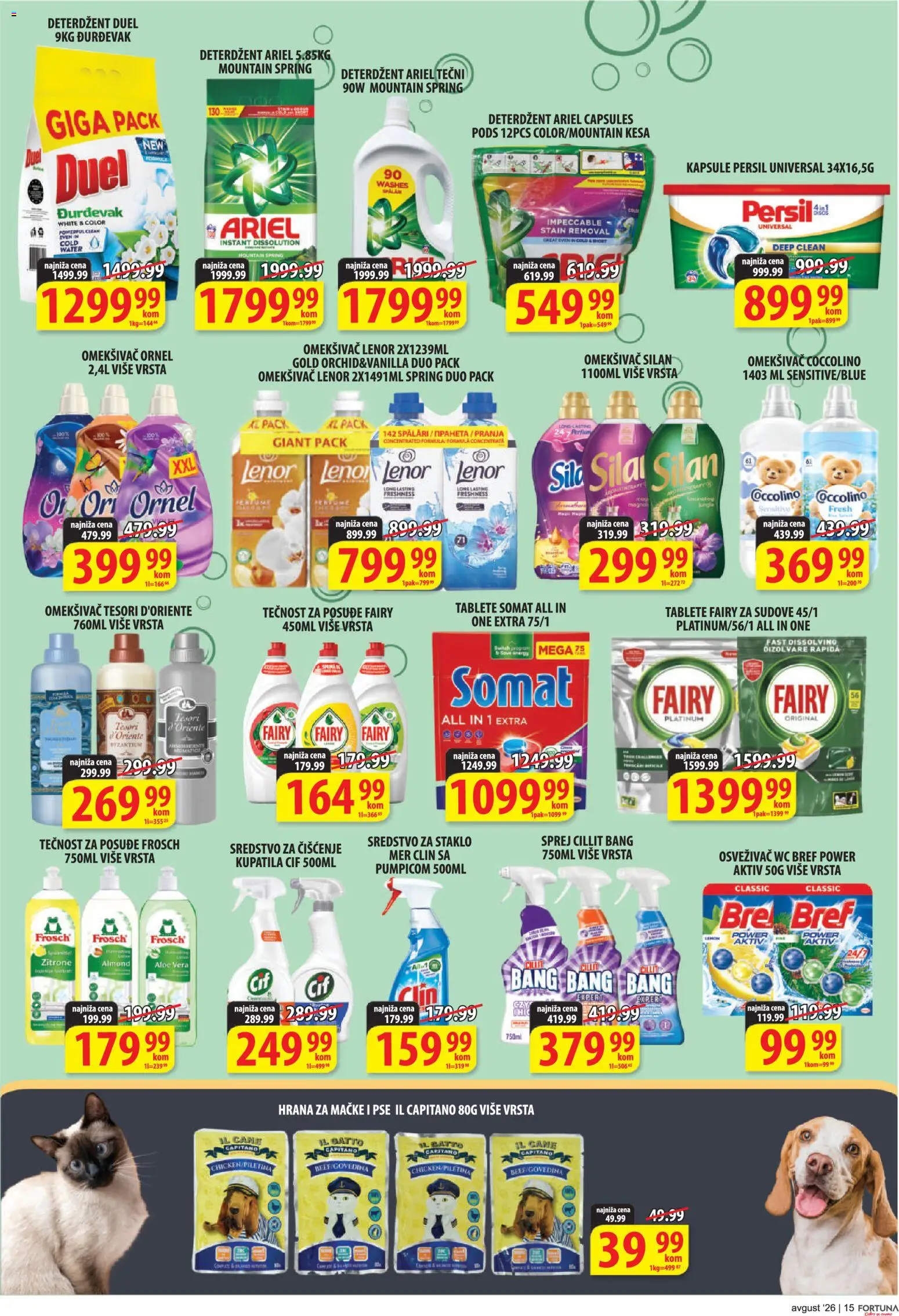 Fortuna Market katalog - važi od 10.08.2026 | Strana: 15 | Proizvode: Wc, Sredstvo za čišćenje, Staklo, Persil