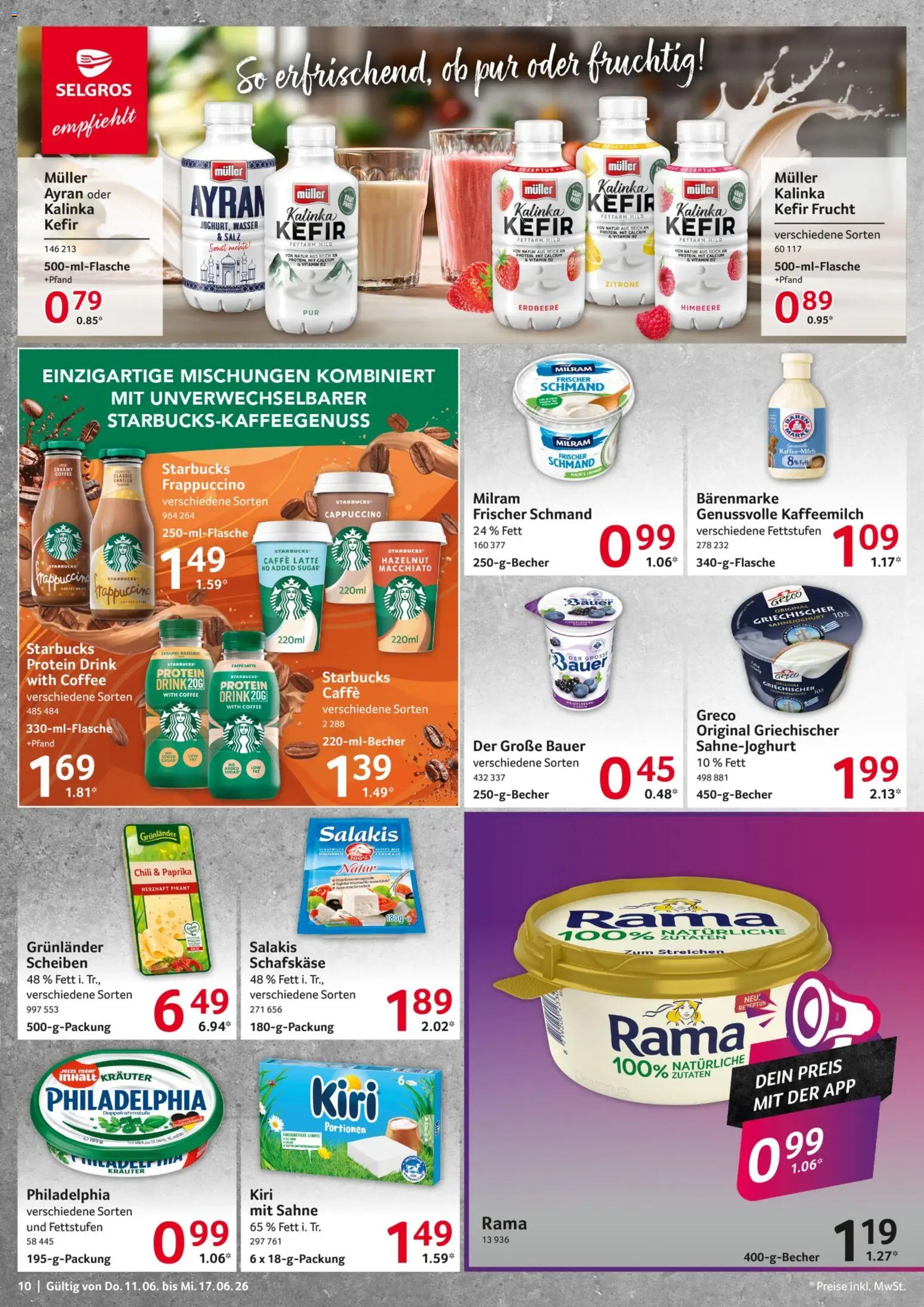 Selgros Prospekt – gültig ab 11.06.2026 | Seite: 10 | Produkte: Philadelphia, Chili, Himbeere, Sahne