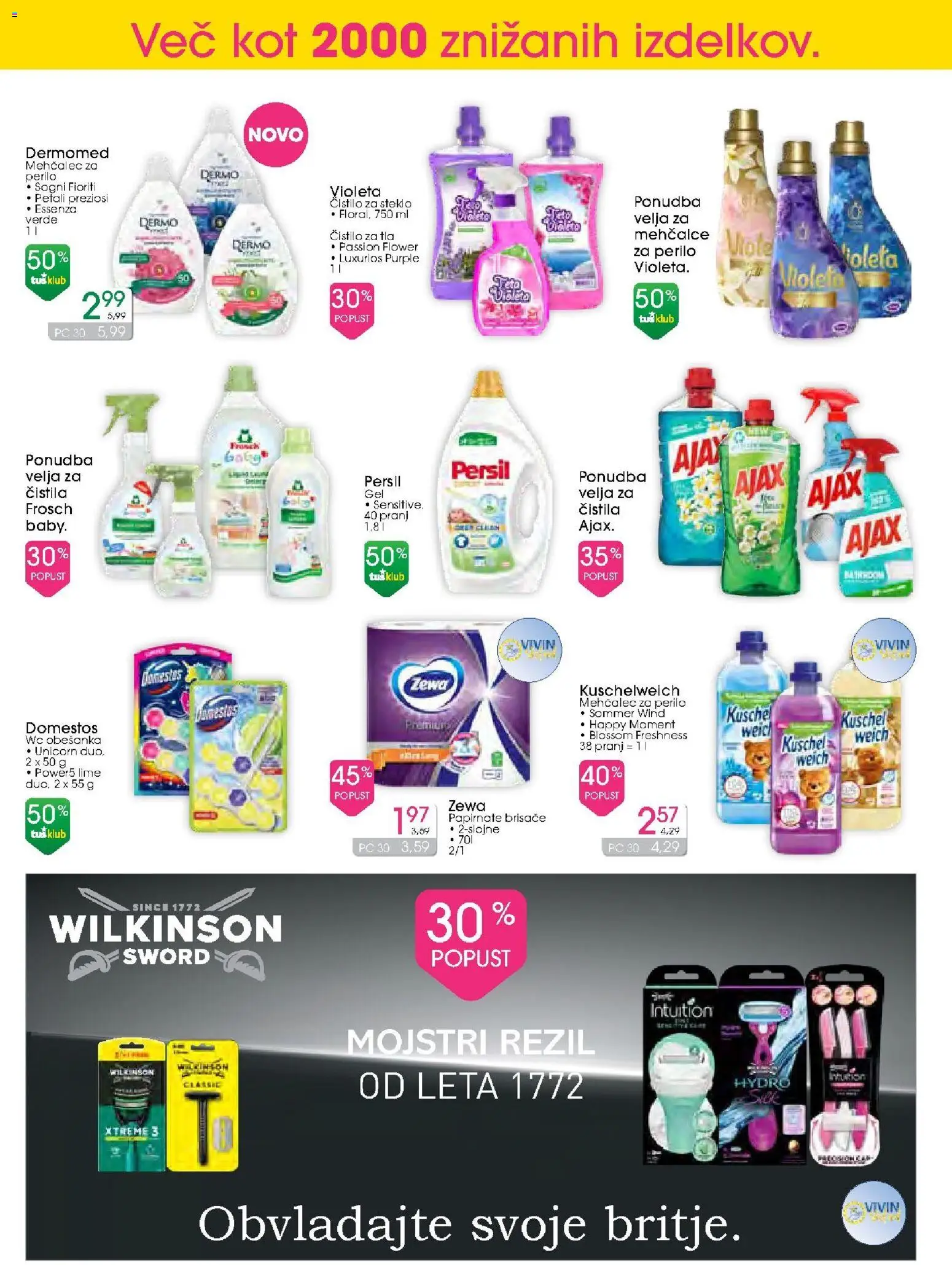 Novi Tuš drogerija katalog ponudbe – veljaven od 12.08.2026 | Stran: 12 | Izdelki: Čistila, Čistilo za steklo, Papirnate brisače, Mehcalec za perilo
