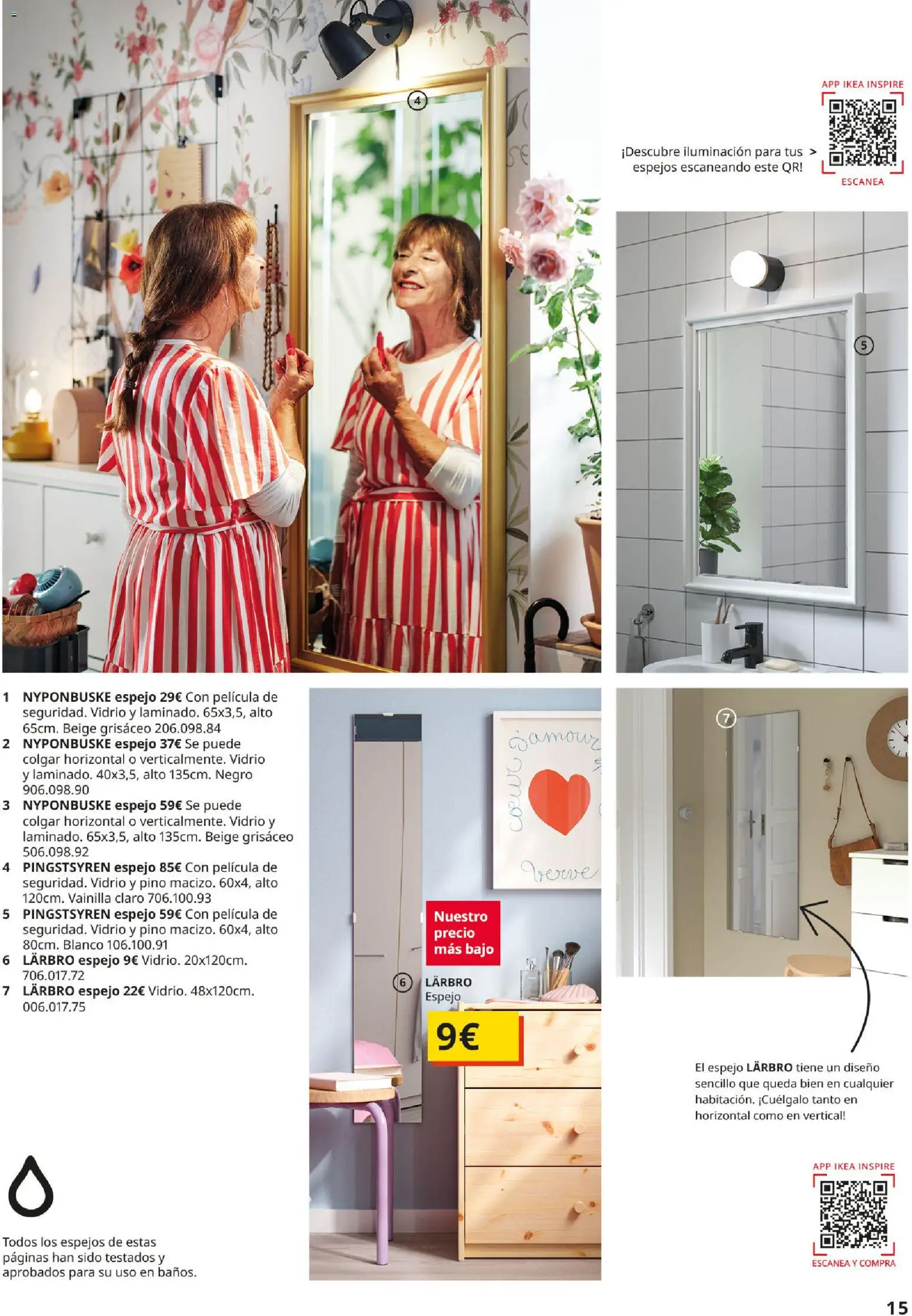 IKEA - Espejos │ válido desde el 01/10/2026 | Página: 15 | Productos: Vainilla, Iluminación, Espejo