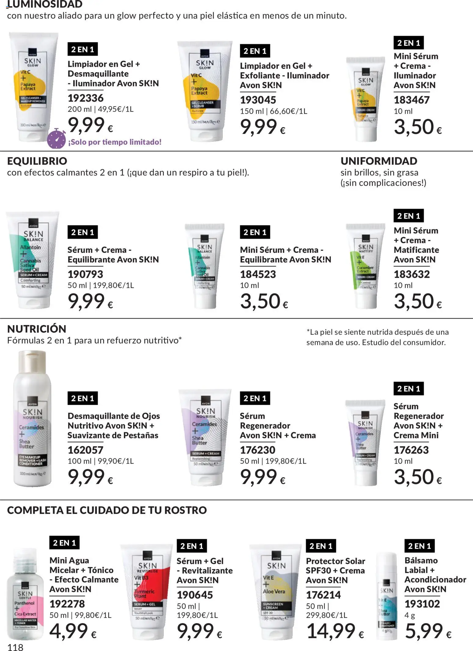 Catálogo AVON campaña 6 │ válido desde el 01.06.2026 | Página: 118 | Productos: Iluminador, Agua micelar, Sérum, Crema
