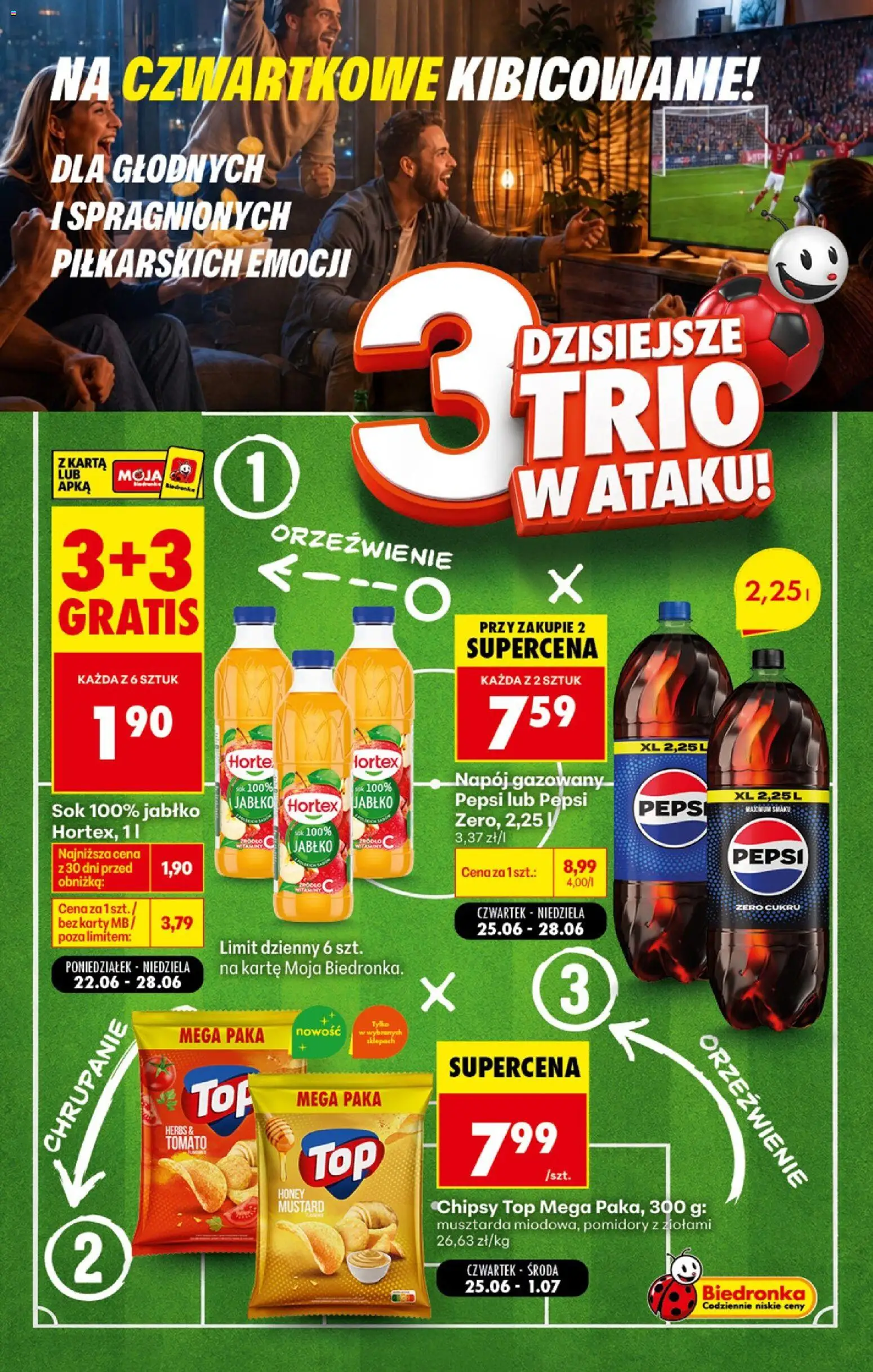 Biedronka gazetka - Football od 25.06.2026 | Strona: 1 | Produkty: Karta, Top, Sok, Pomidory