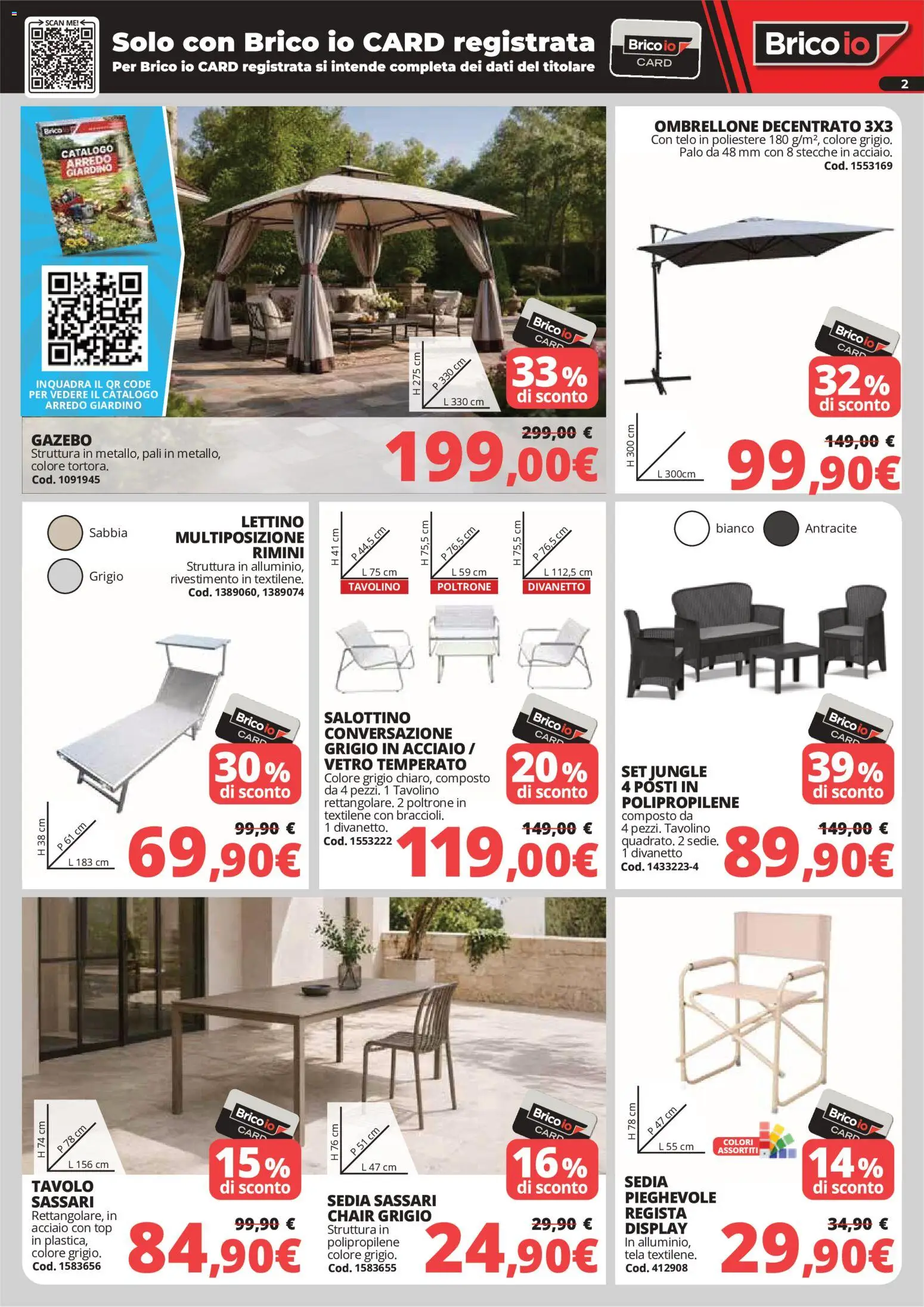 Volantino Brico io del 04.06.2026 | Pagina: 2 | Prodotti: Tavolino, Top, Lettino, Tavolo