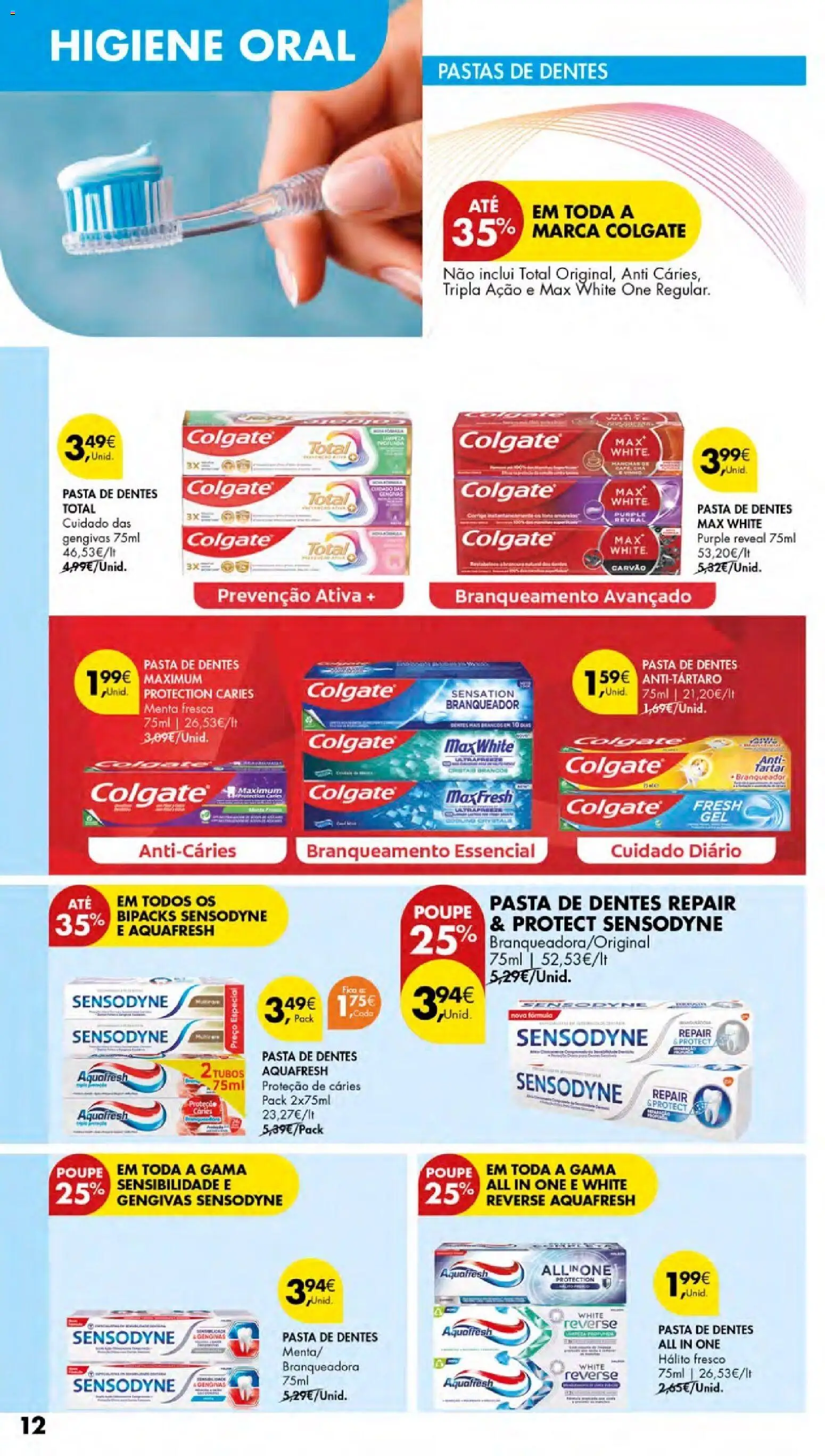 Pingo Doce Cuidados Pessoais e para o Lar │ válido de 24/09/2026 | Página: 12 | Produtos: Higiene oral, Pasta de dentes, Chá