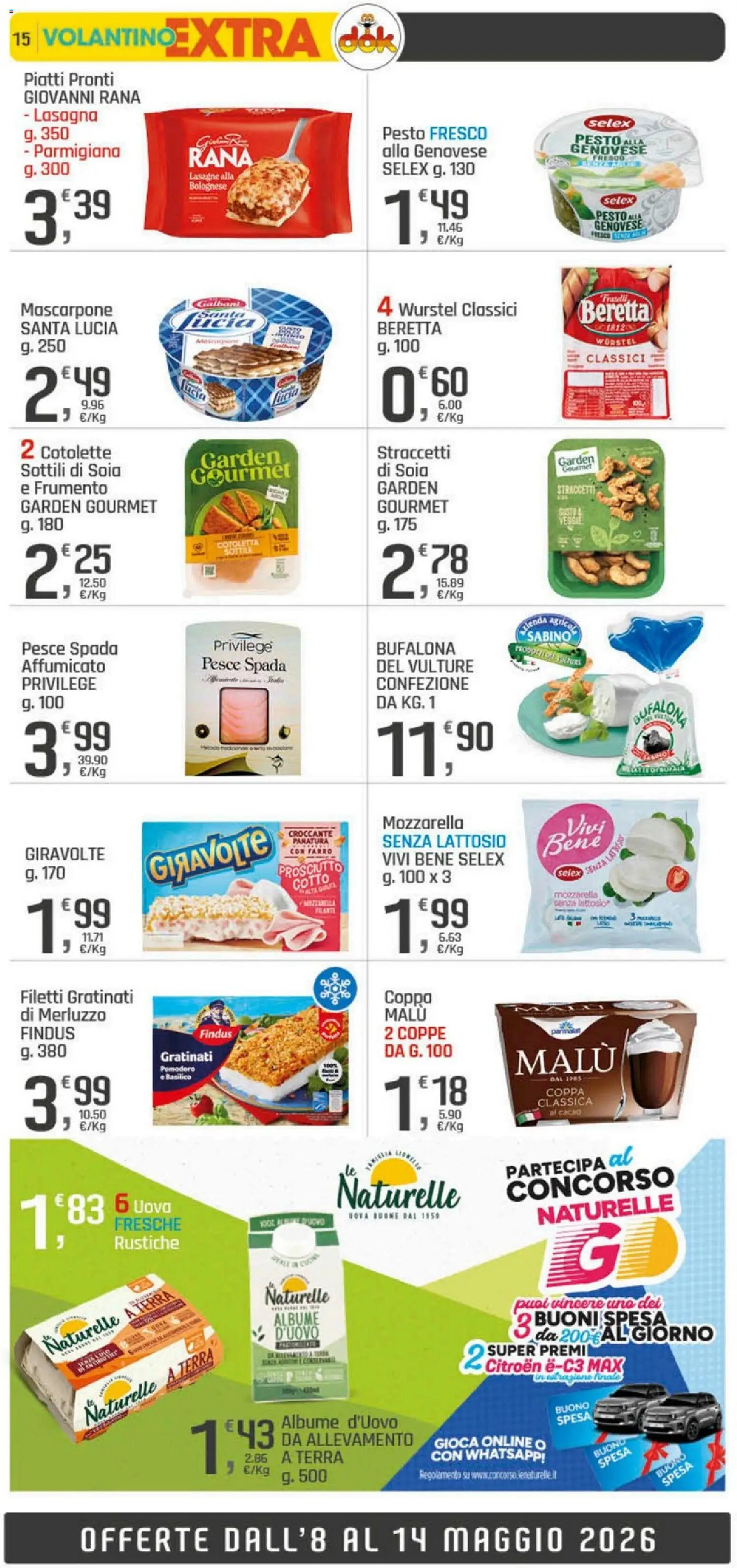 Volantino DOK del 04.05.2026 | Pagina: 15 | Prodotti: Uova, Mozzarella, Lasagna, Mascarpone