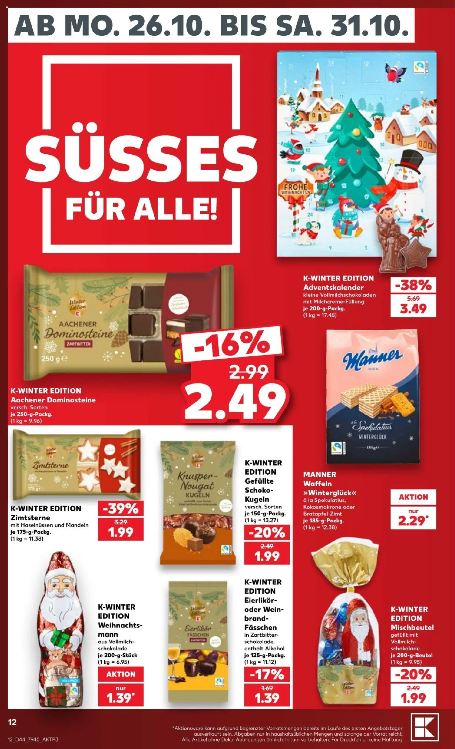 Kaufland Prospekt Völklingen – gültig ab 26.10.2026 | Seite: 12 | Produkte: Schokolade, Mandeln, Waffeln, Alkohol