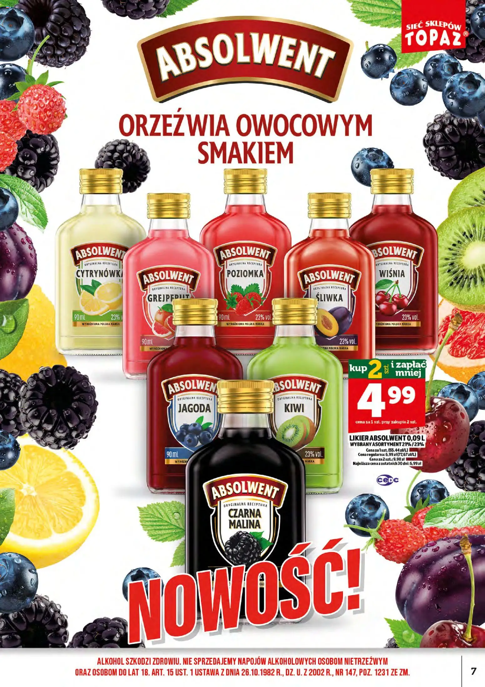 Topaz gazetka alkoholowa od 17.08.2026 | Strona: 9 | Produkty: Malina, Kiwi, Alkohol