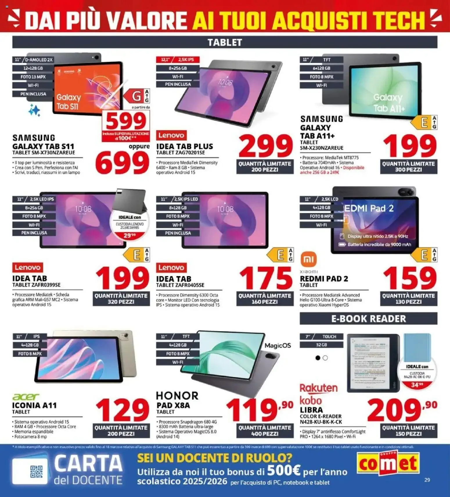 Volantino Comet del 05.03.2026 | Pagina: 29 | Prodotti: Notebook, Top, Batteria, Samsung