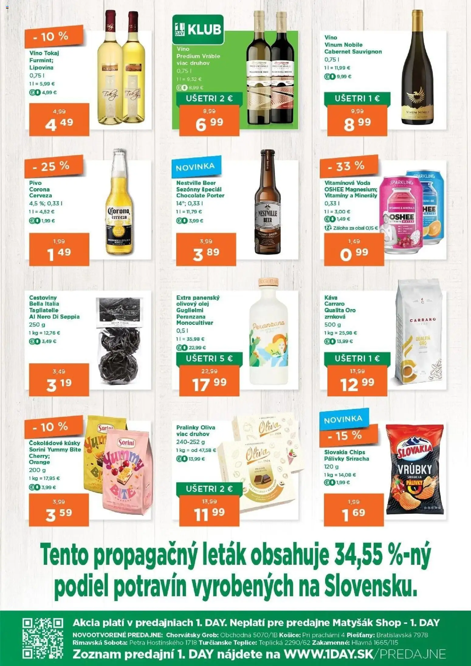 Nové 1day akcie – leták je platný od 27.08.2026 | Strana: 3 | Produkty: Pivo, Víno, Cestoviny, Voda