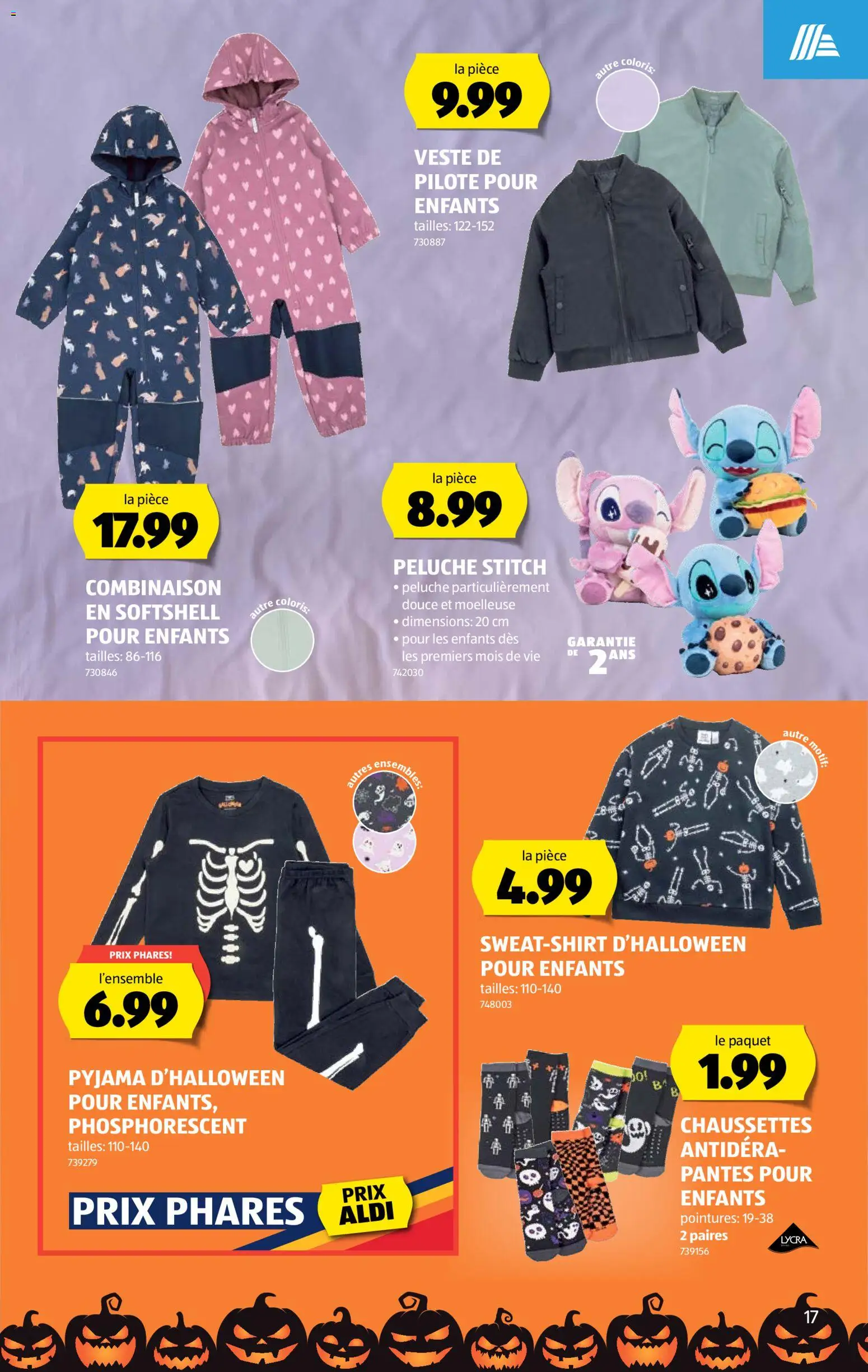 Aldi aktionen FR – gültig ab 08.10.2026 | Seite: 17 | Produkte: Pyjama, Jumpsuit, Sweatshirt