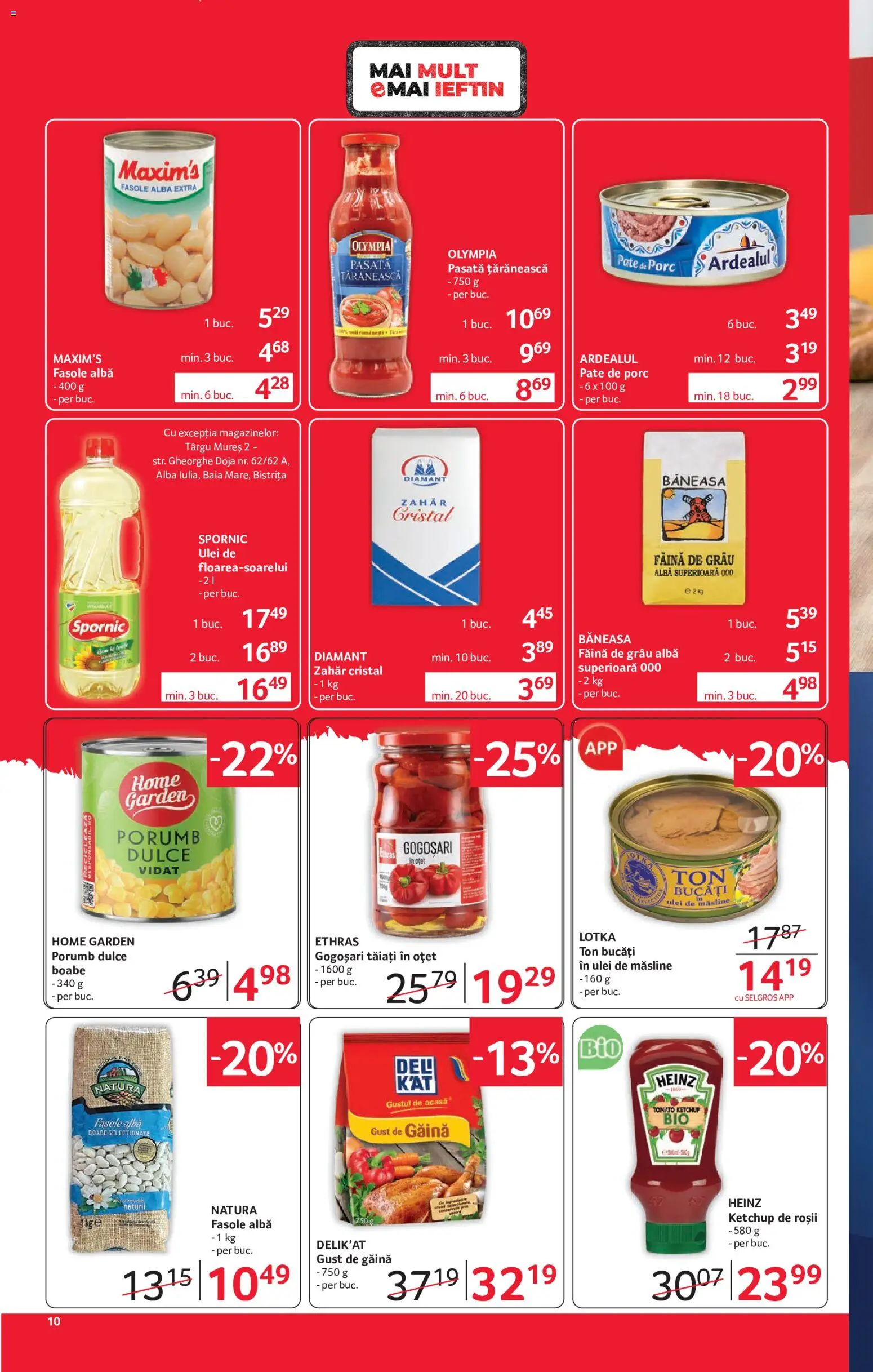 Noul catalog Selgros – valabil de la 15.05.2026 | Pagină: 10 | Produse: Măsline, Ketchup, Porumb, Fasole albă