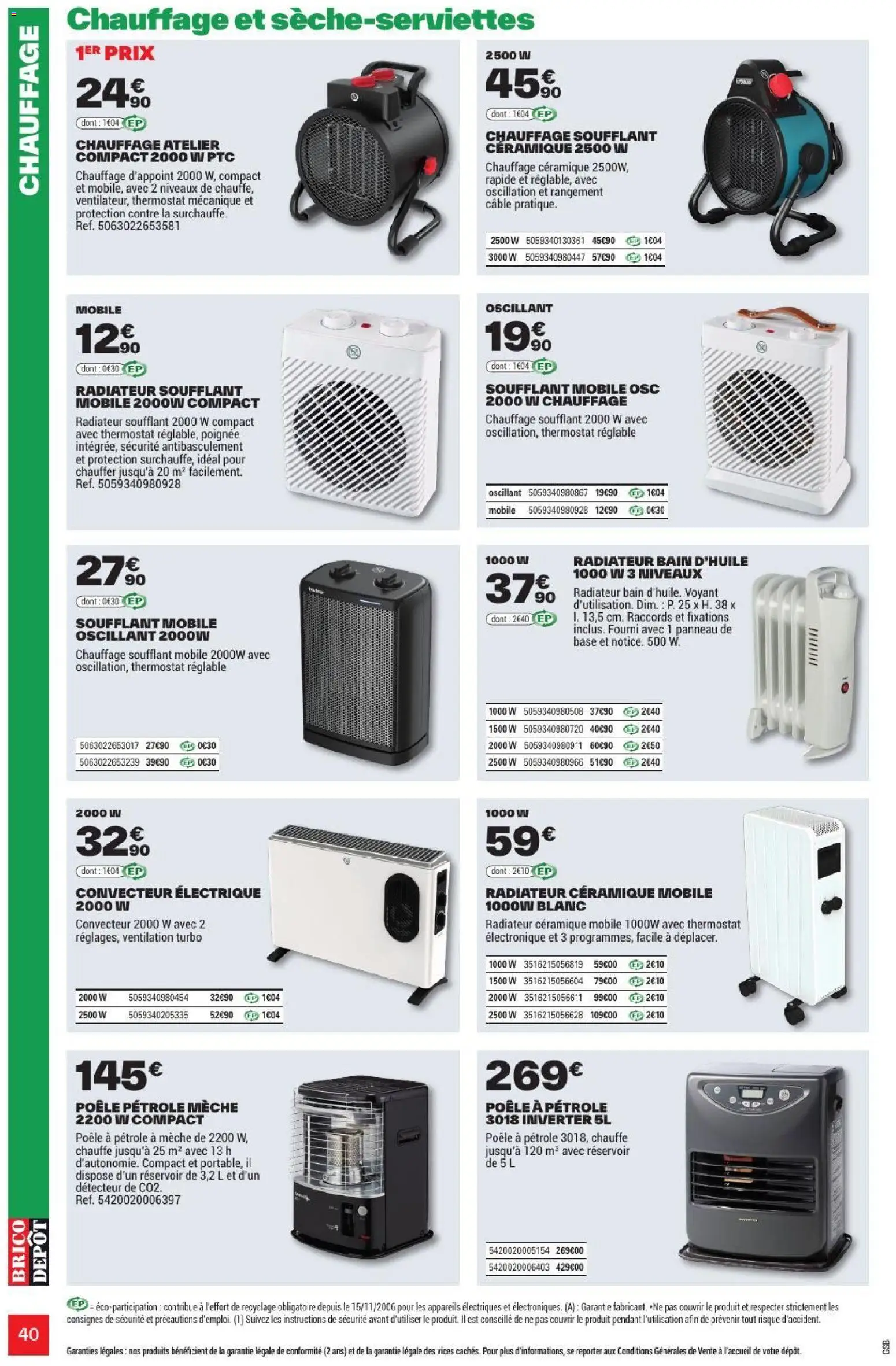 {H1} | Page: 40 | Produits: Convecteur, Câble, Chauffage soufflant, Radiateur soufflant