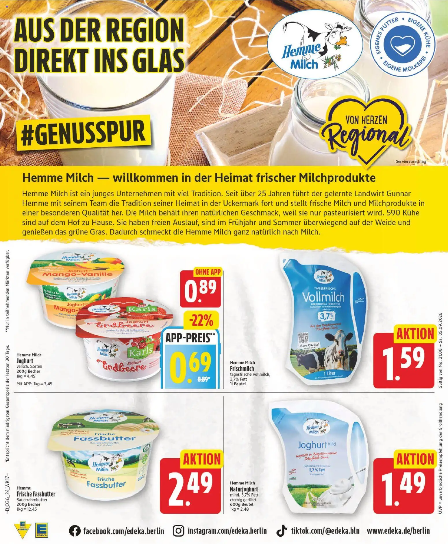 Edeka Prospekt – gültig ab 31.08.2026 | Seite: 24 | Produkte: Milch, Joghurt