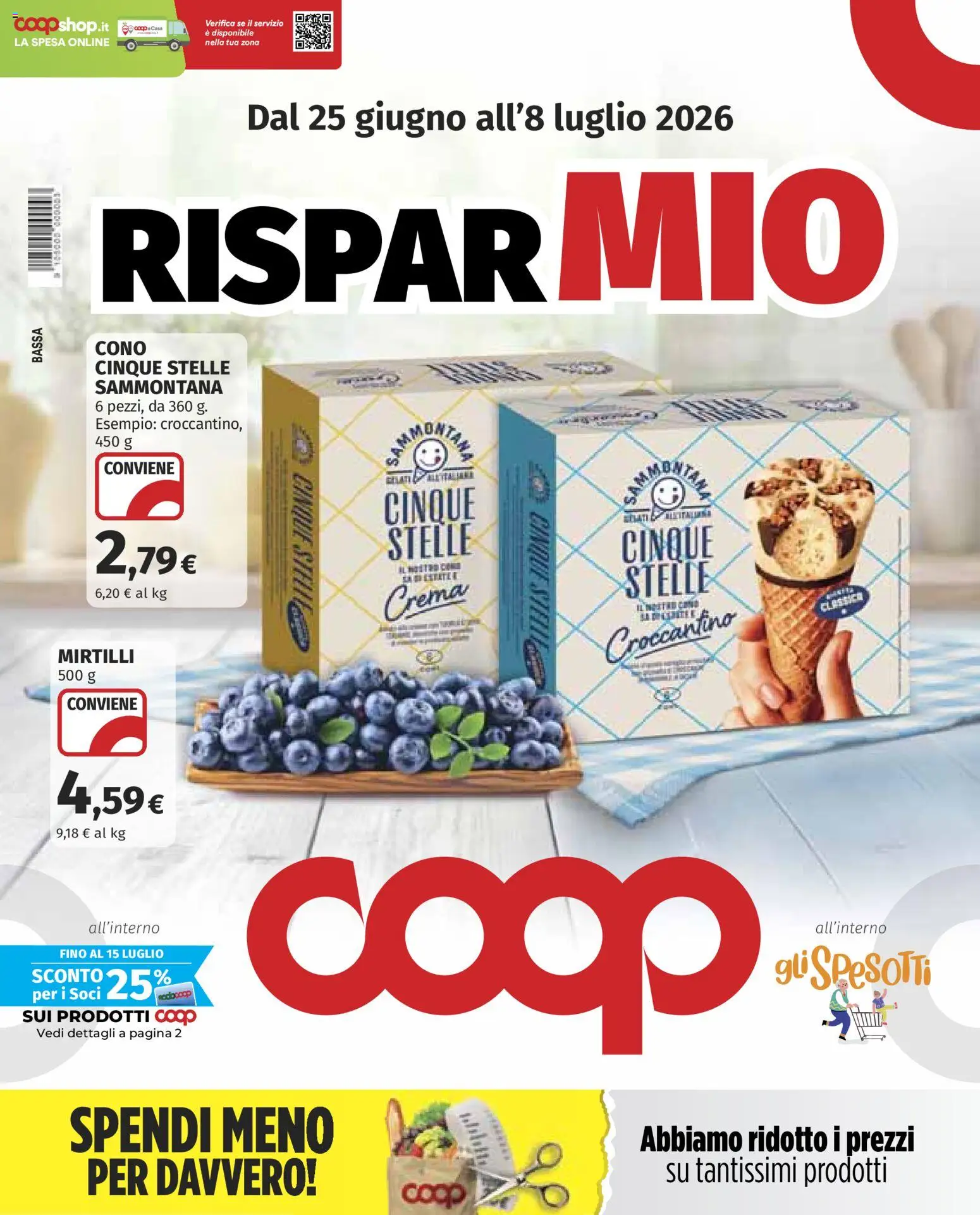 Volantino COOP del 25/06/2026 | Pagina: 1 | Prodotti: Crema, Mirtilli
