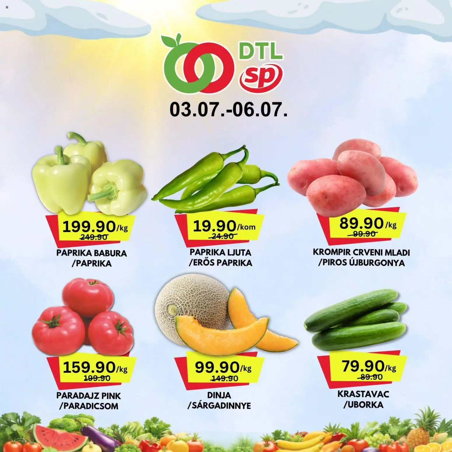 Senta Promet katalog - važi od 03.07.2026 | Strana: 1 | Proizvode: Krastavac, Krompir, Paradajz, Paprika babura