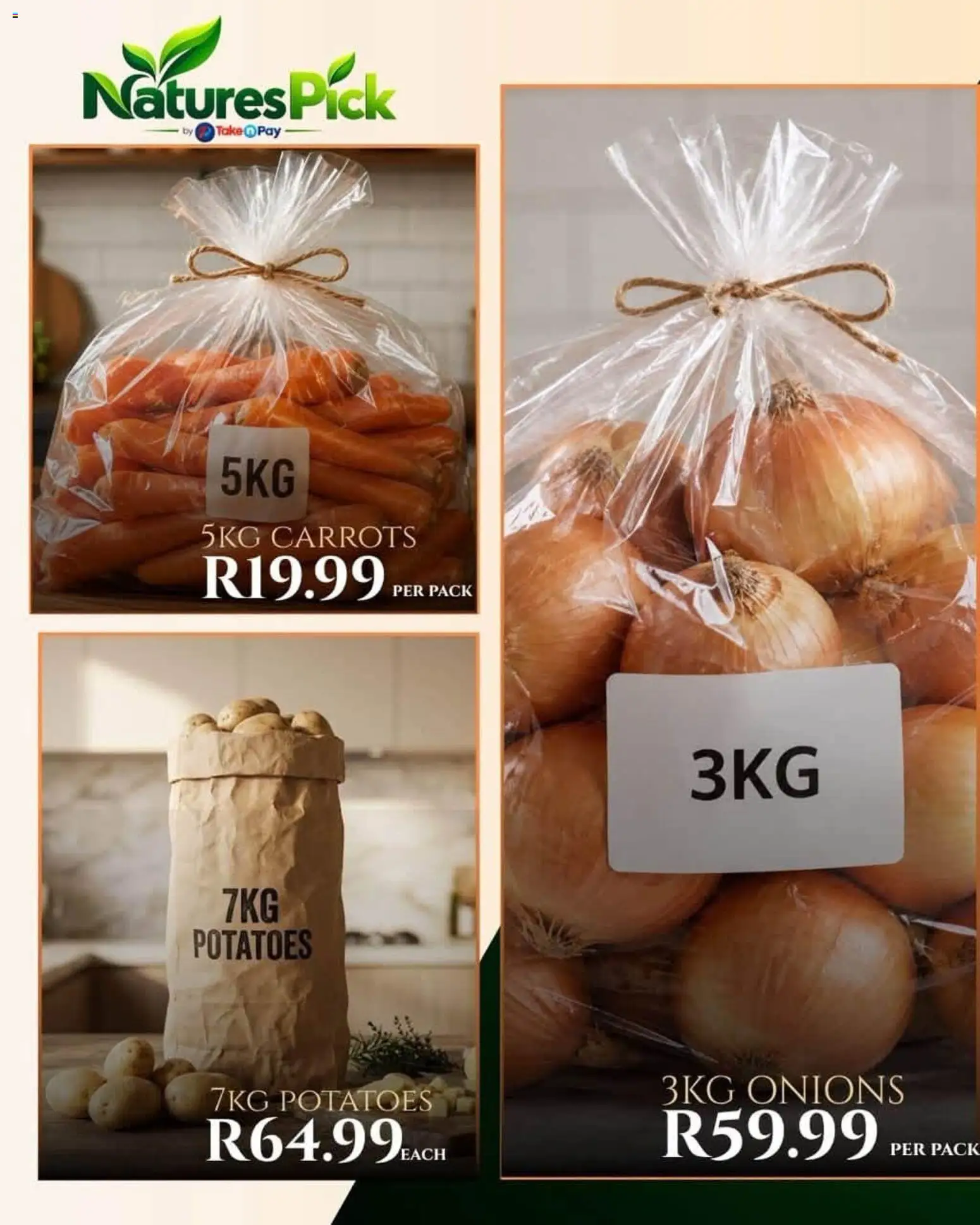 New Take n Pay catalogue – valid from 13/10/2026 | Page: 8 | Products: Carrots, Potatoes, Onions