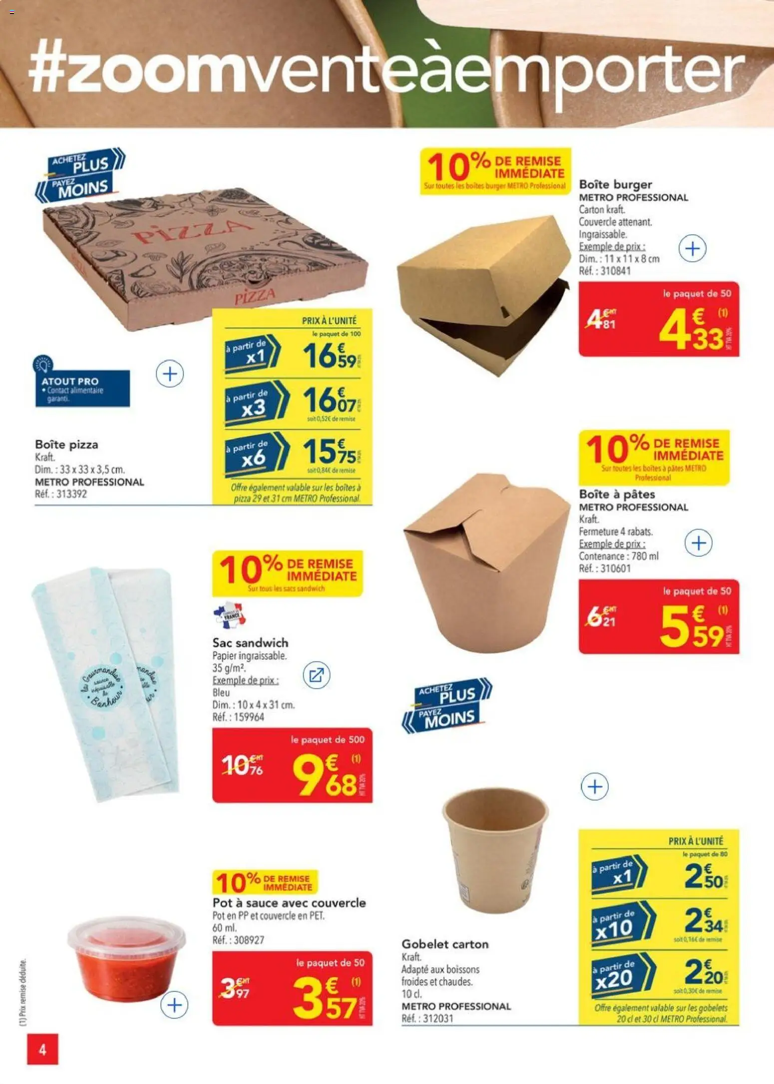 {H1} | Page: 4 | Produits: Sac, Sandwich, Pizza, Pâtes