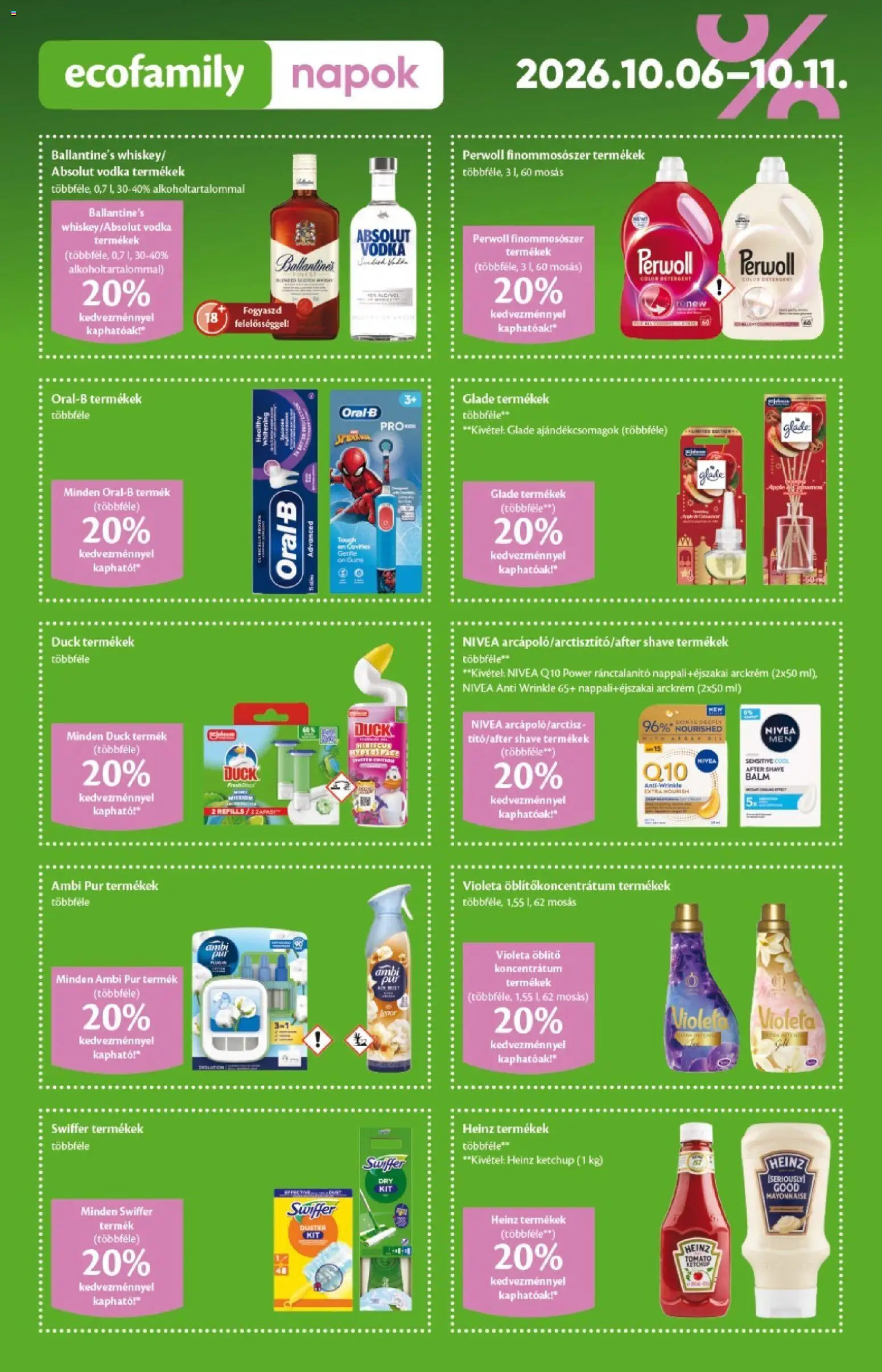 Ecofamily akciós ujság - amely érvényes a következő dátumtól: 2026.10.01. | Oldal: 2 | Termékek: Perwoll, Ambi Pur, Swiffer, Ketchup