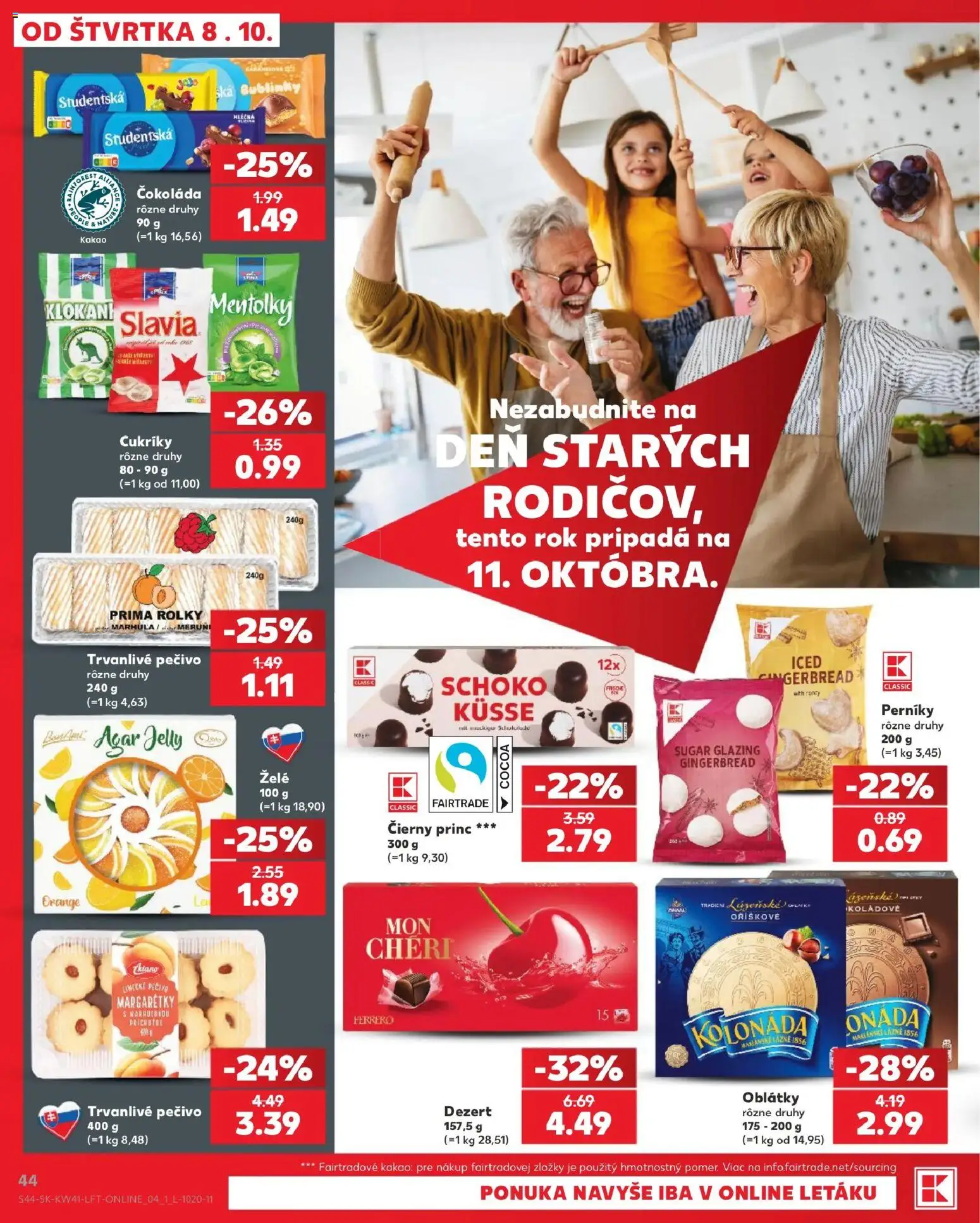 Kaufland SK akciós ujság - amely érvényes a következő dátumtól: 2026.10.08. | Oldal: 44 | Termékek: Tento, Kakaó