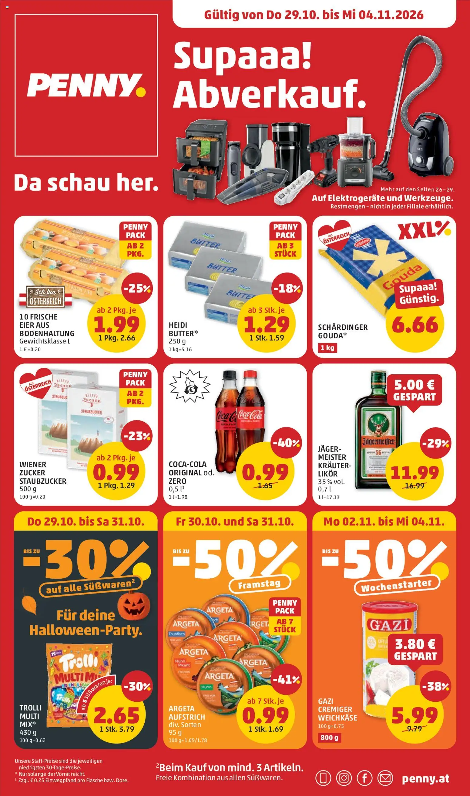 Penny Markt Flugblatt gültig ab 29.10.2026 | Seite: 1 | Produkte: Zucker, Weichkäse, Butter, Eier
